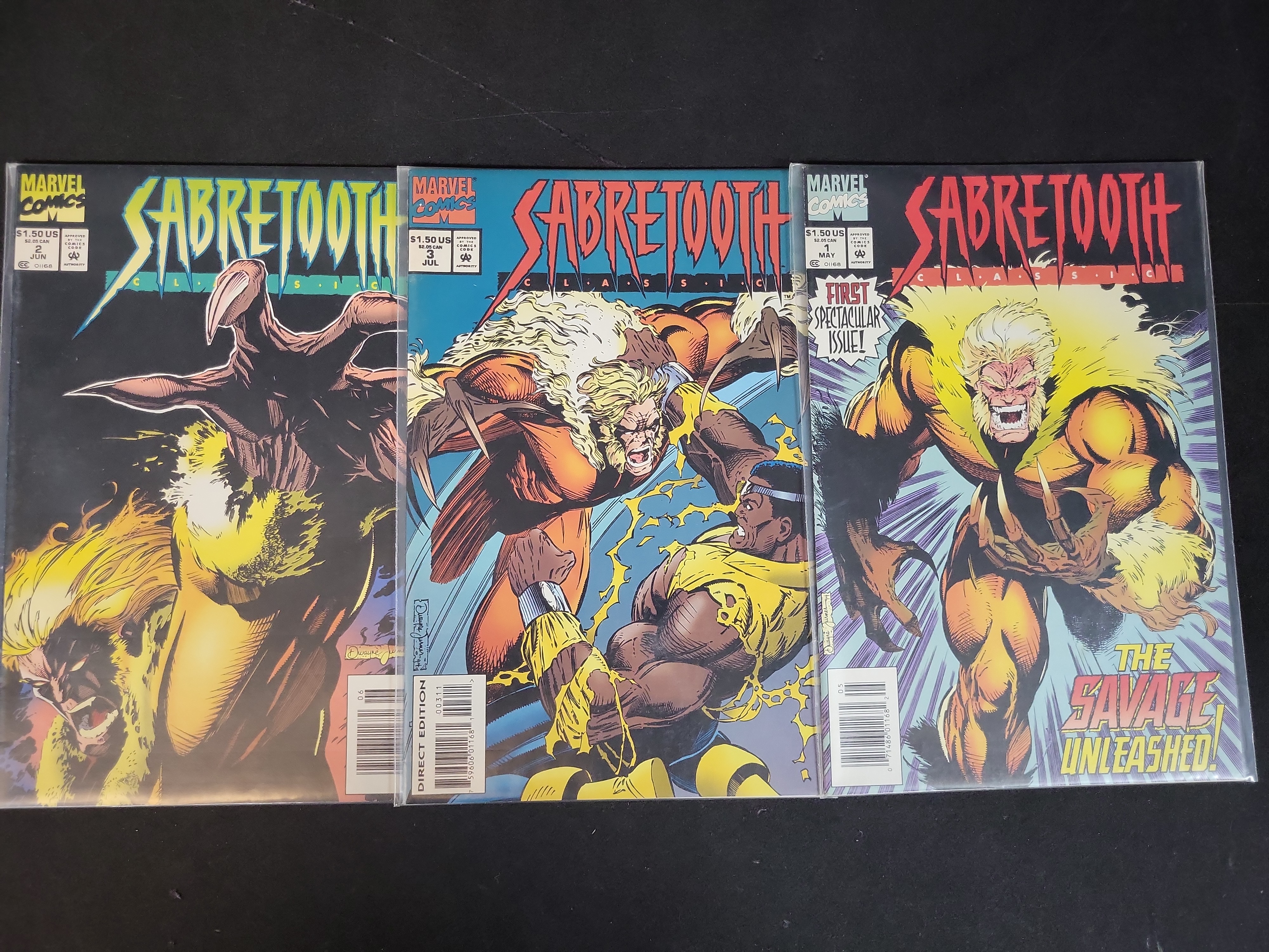 I03693 | A Trio of Marvel Comics Sabretooth Classic Comic Books Issues 1 2 and 3