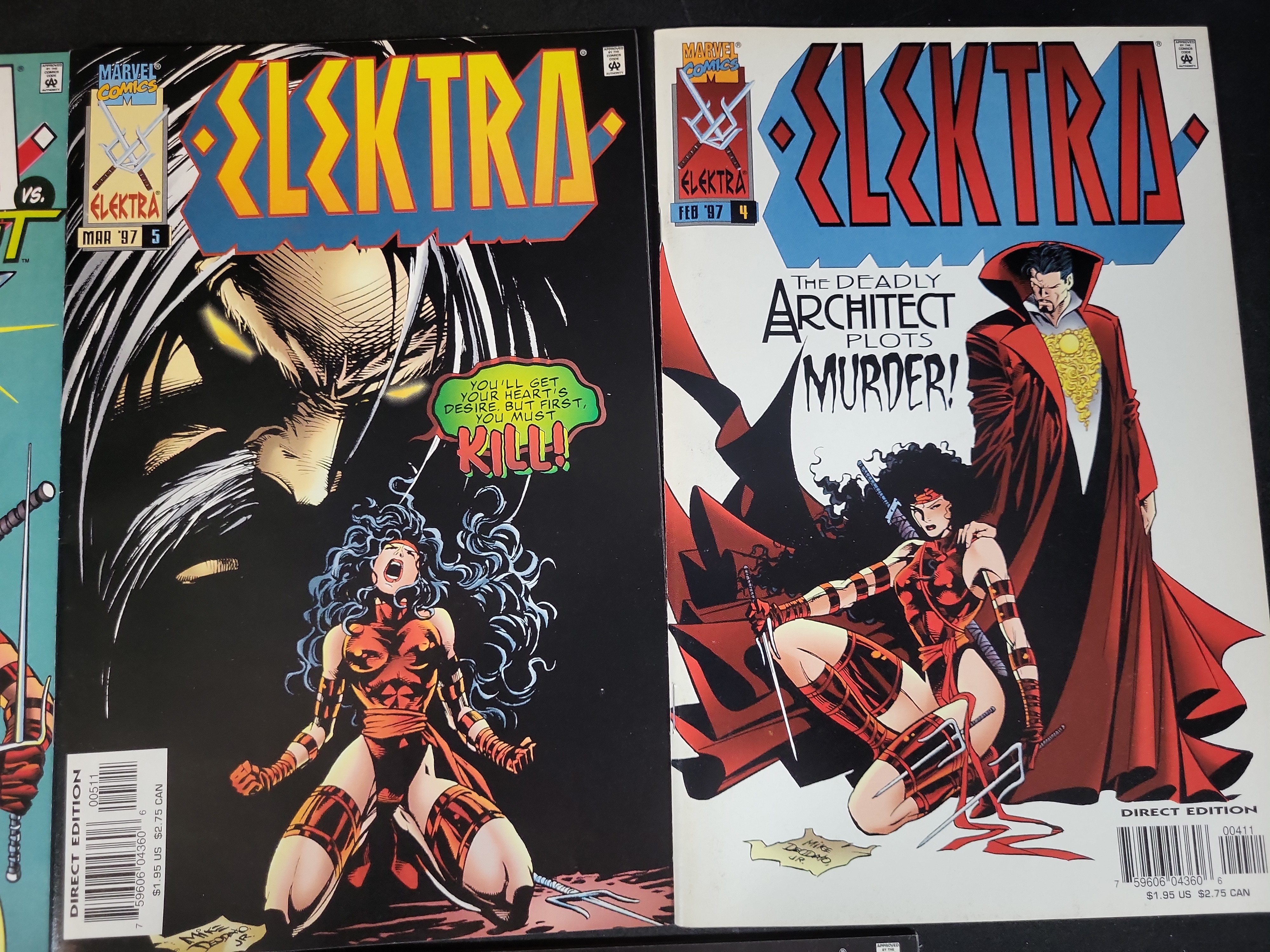 I03704 | A Collection of Five Marvel Comics Elektra Comic Books Including Issue #1