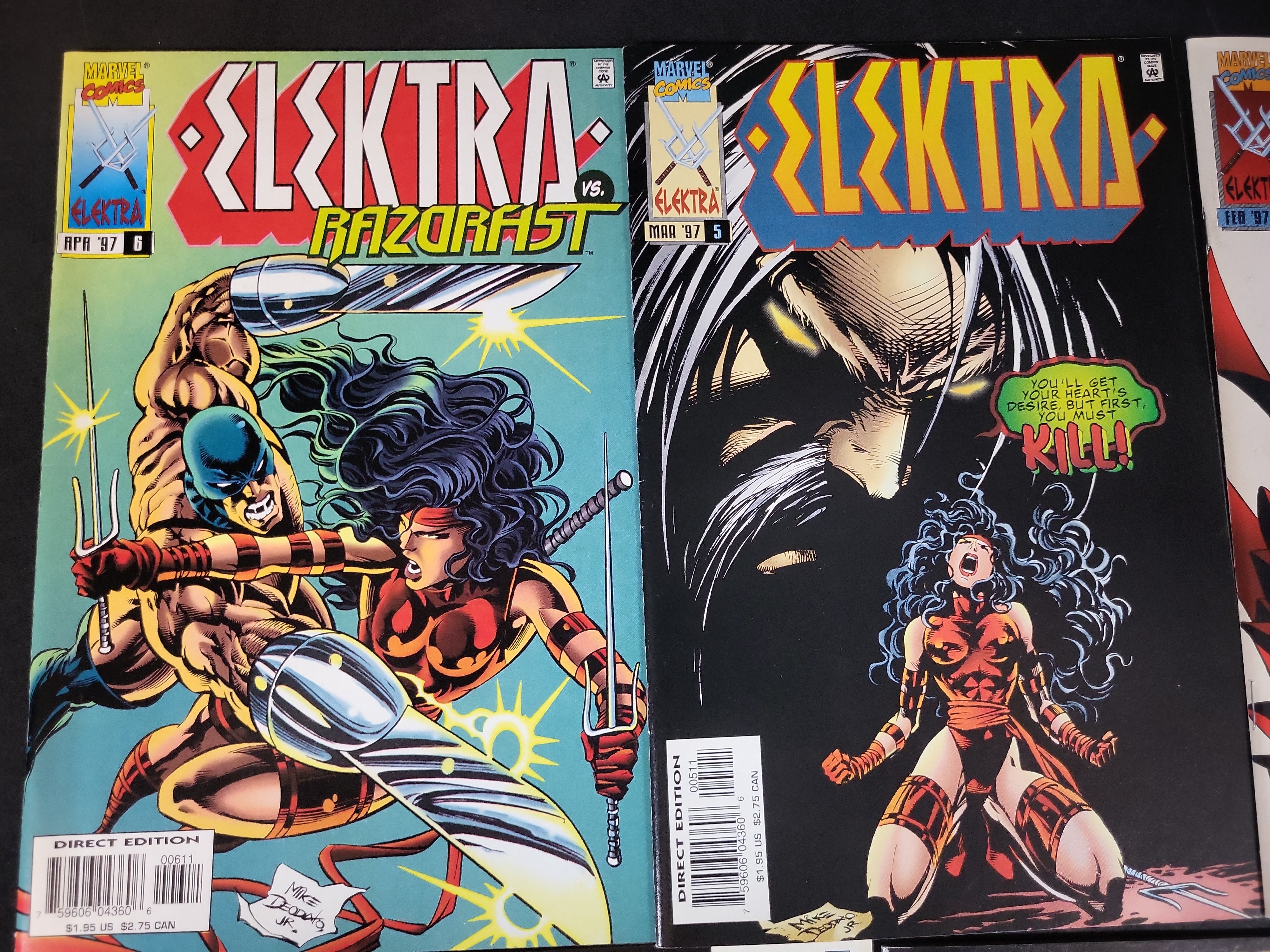 I03704 | A Collection of Five Marvel Comics Elektra Comic Books Including Issue #1