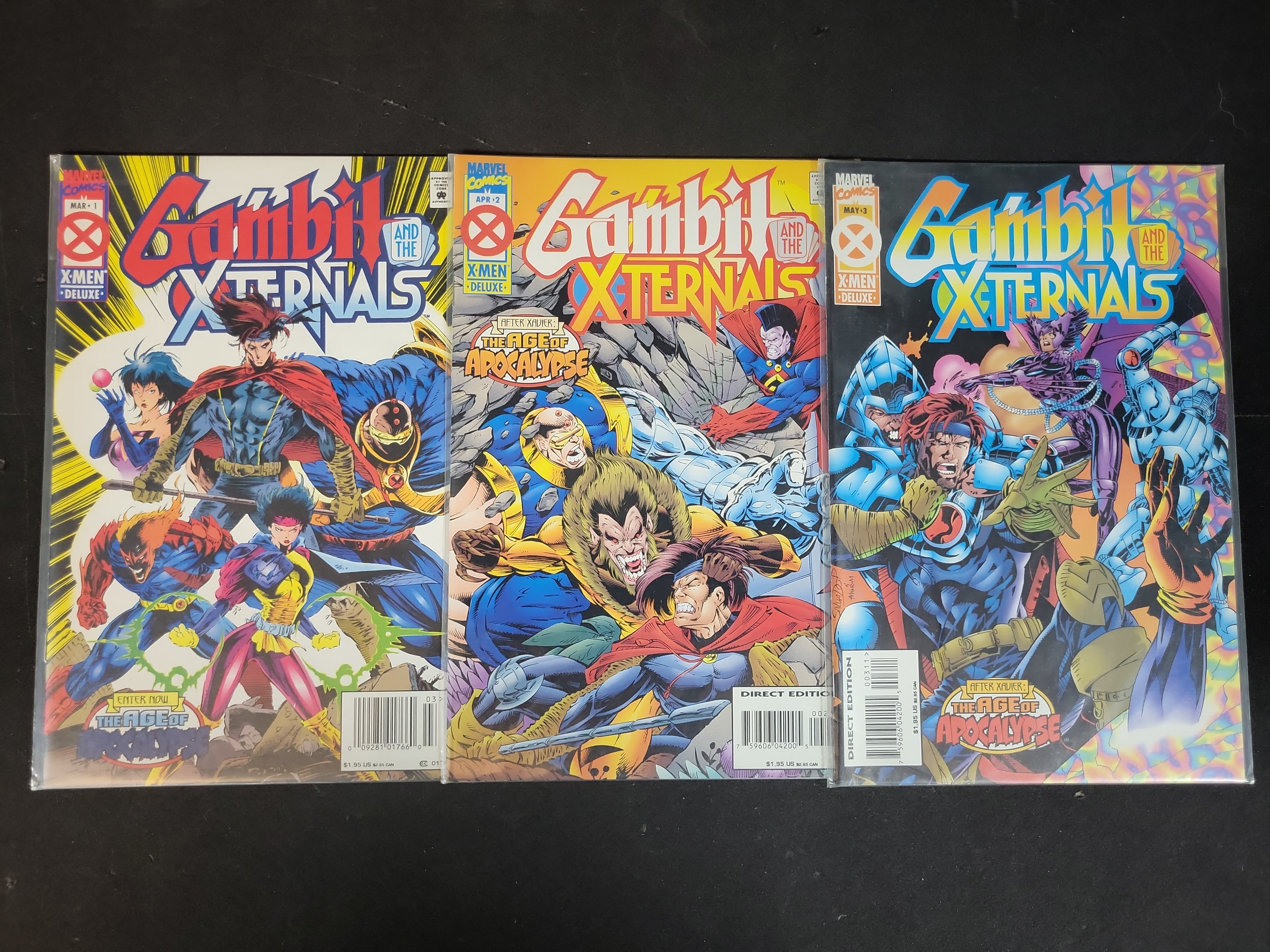 I03681 | A Trio of Marvel Comics Gambit and the X-Ternals Age of Apocalypse Issues 1-3 (1995)