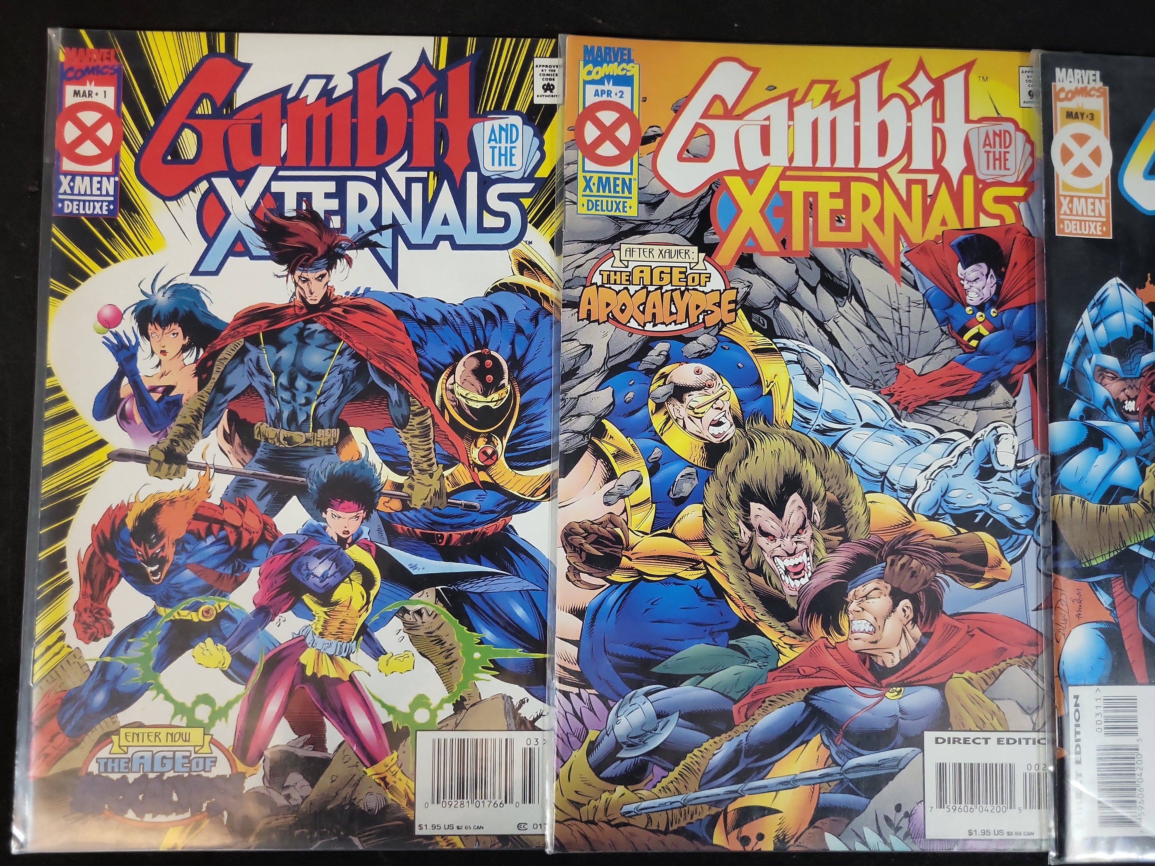 I03681 | A Trio of Marvel Comics Gambit and the X-Ternals Age of Apocalypse Issues 1-3 (1995)