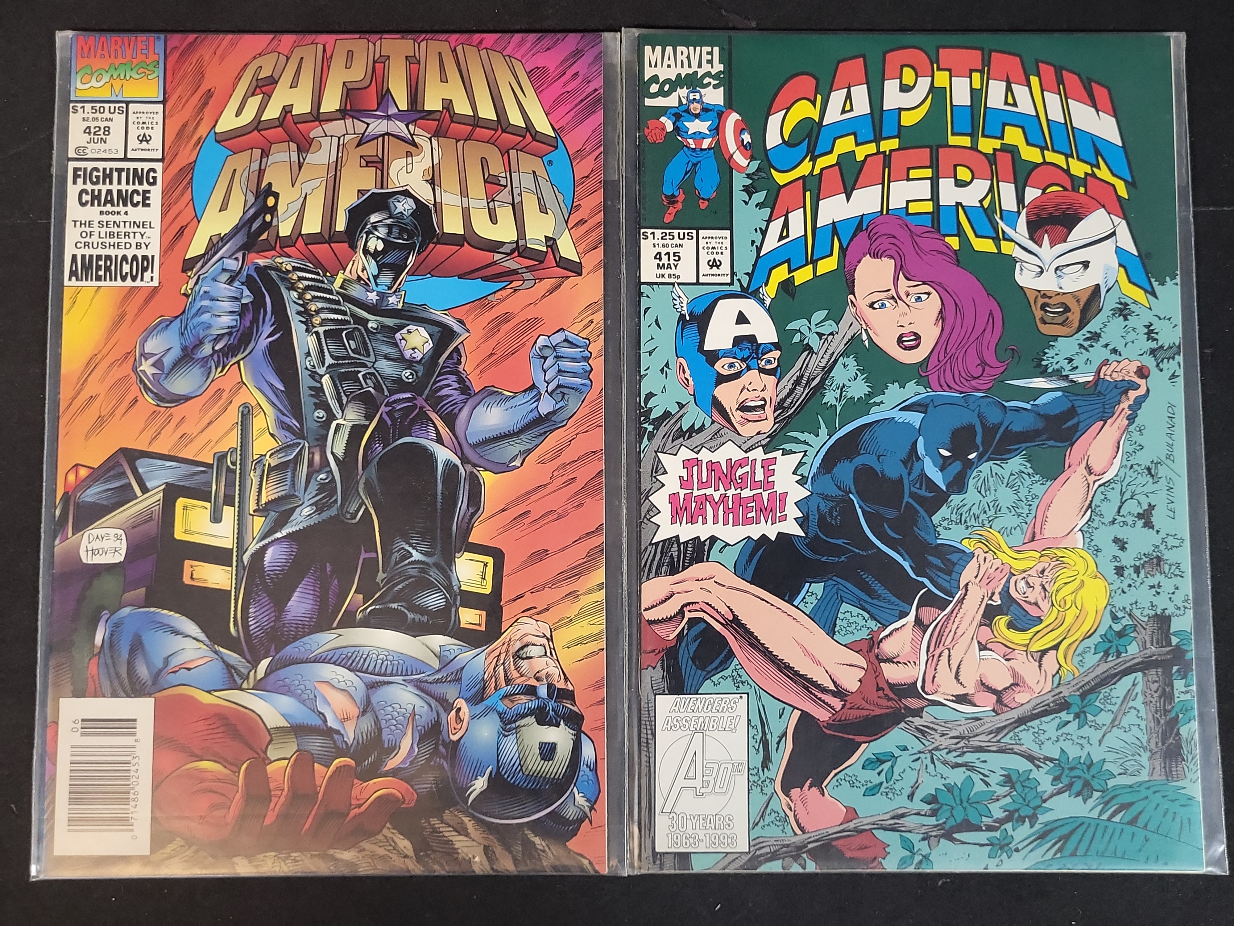 I03694 | Two Marvel Comics Captain America Issues #415 and #428