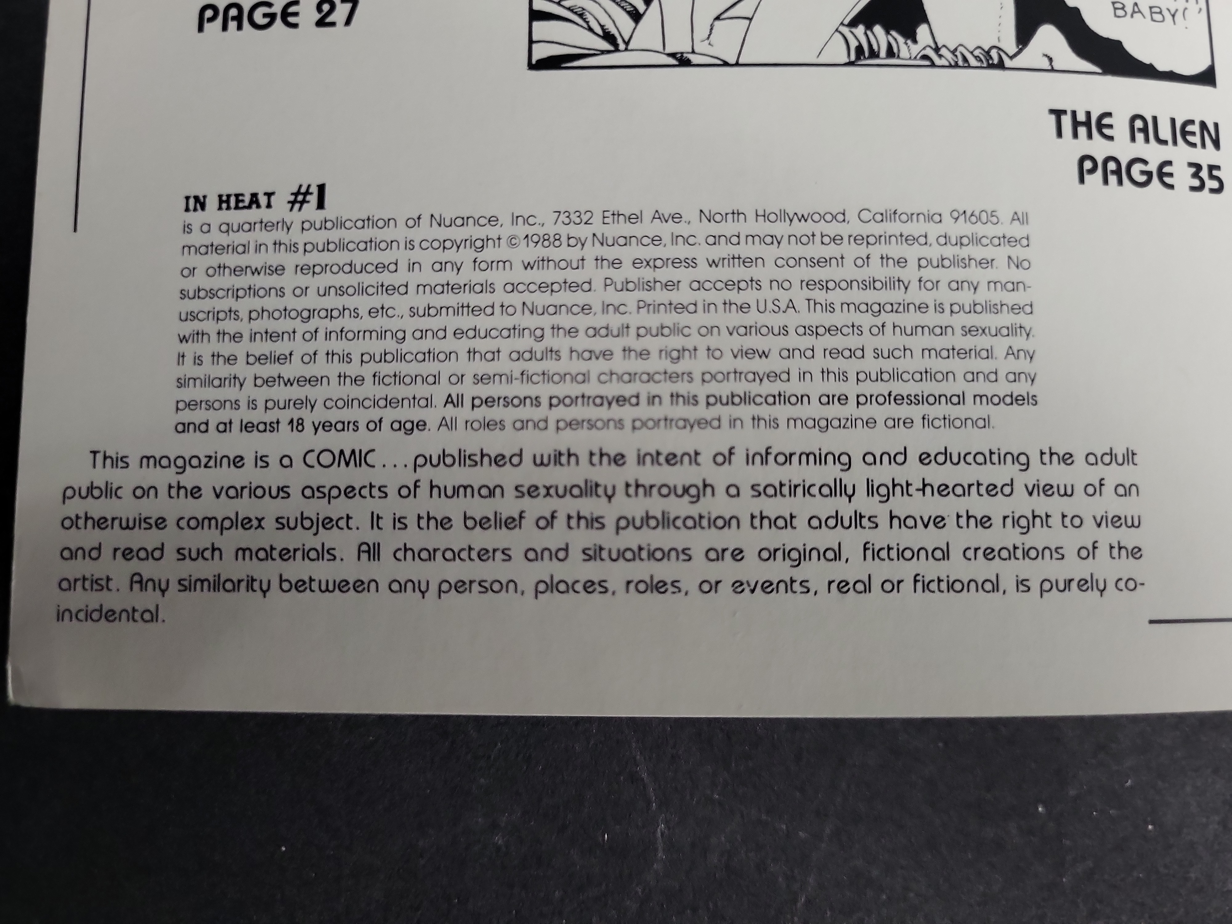 I03299 | Nuance Inc. In Heat Comic Book Issue 1 Fourth Printing 1988