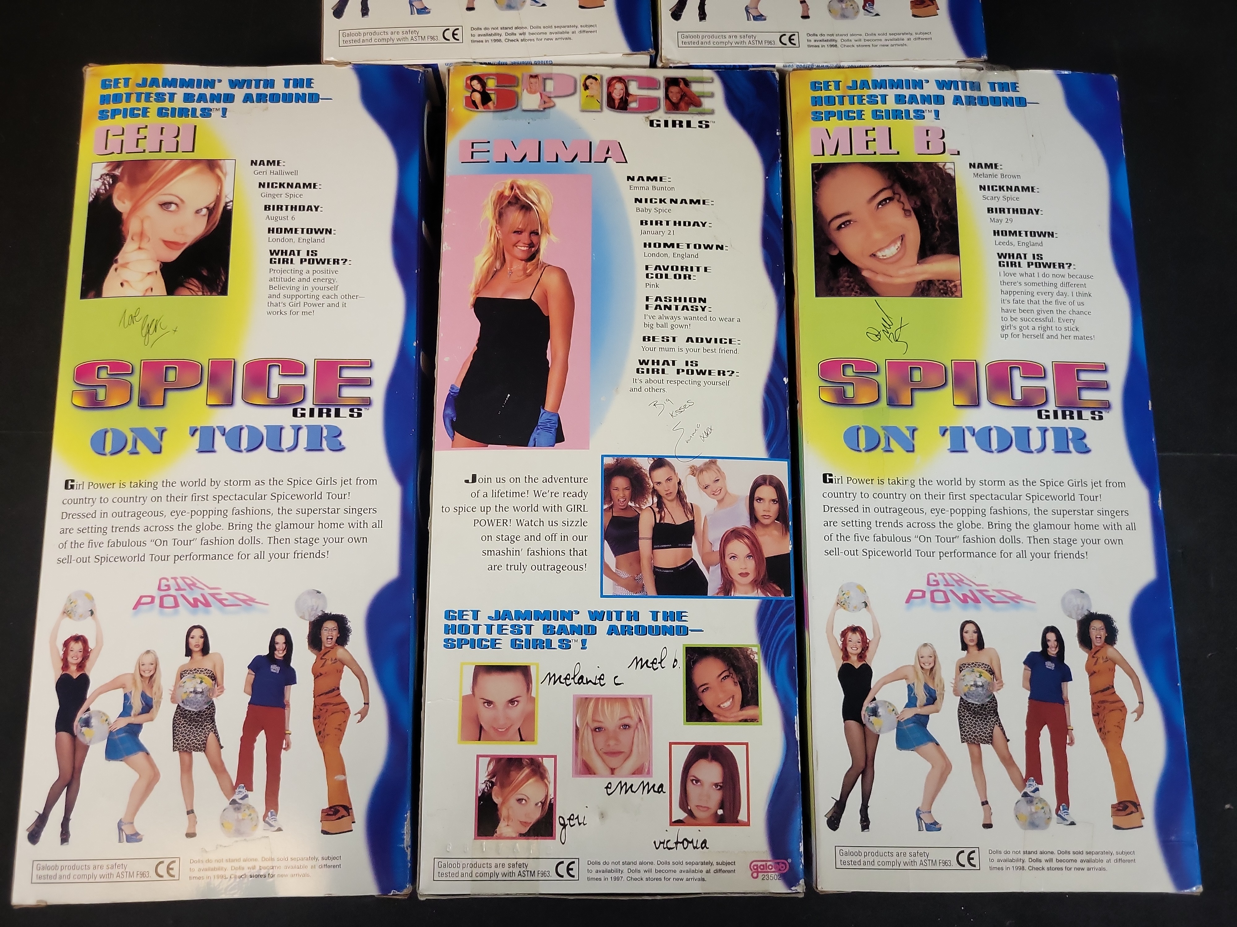 I03503 | A Set of Five Galoob Spice Girls Fashion Dolls in Original Packaging