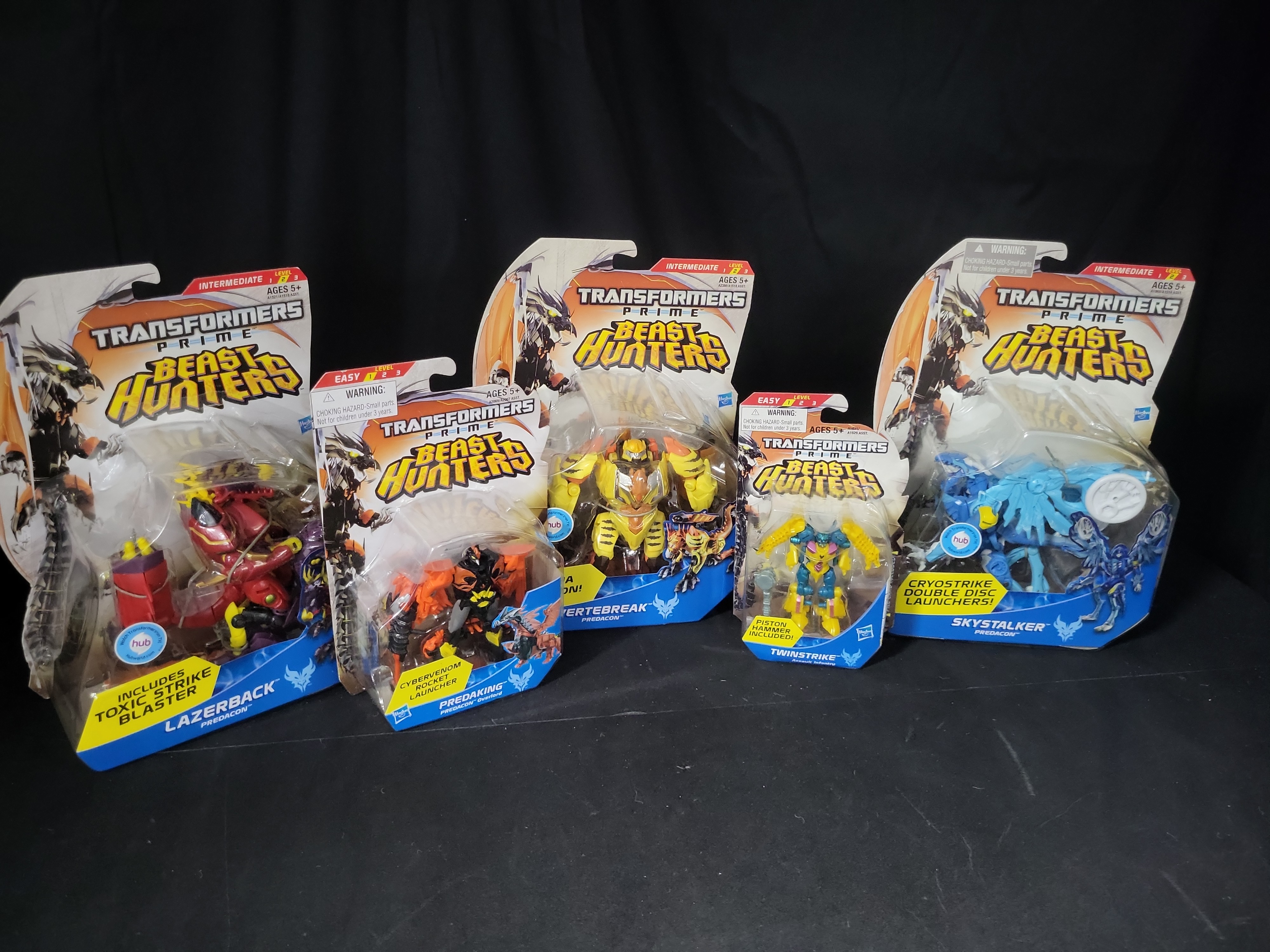 I03533 | Five Hasbro Transformers Prime Beast Hunters Predacon Action Figures