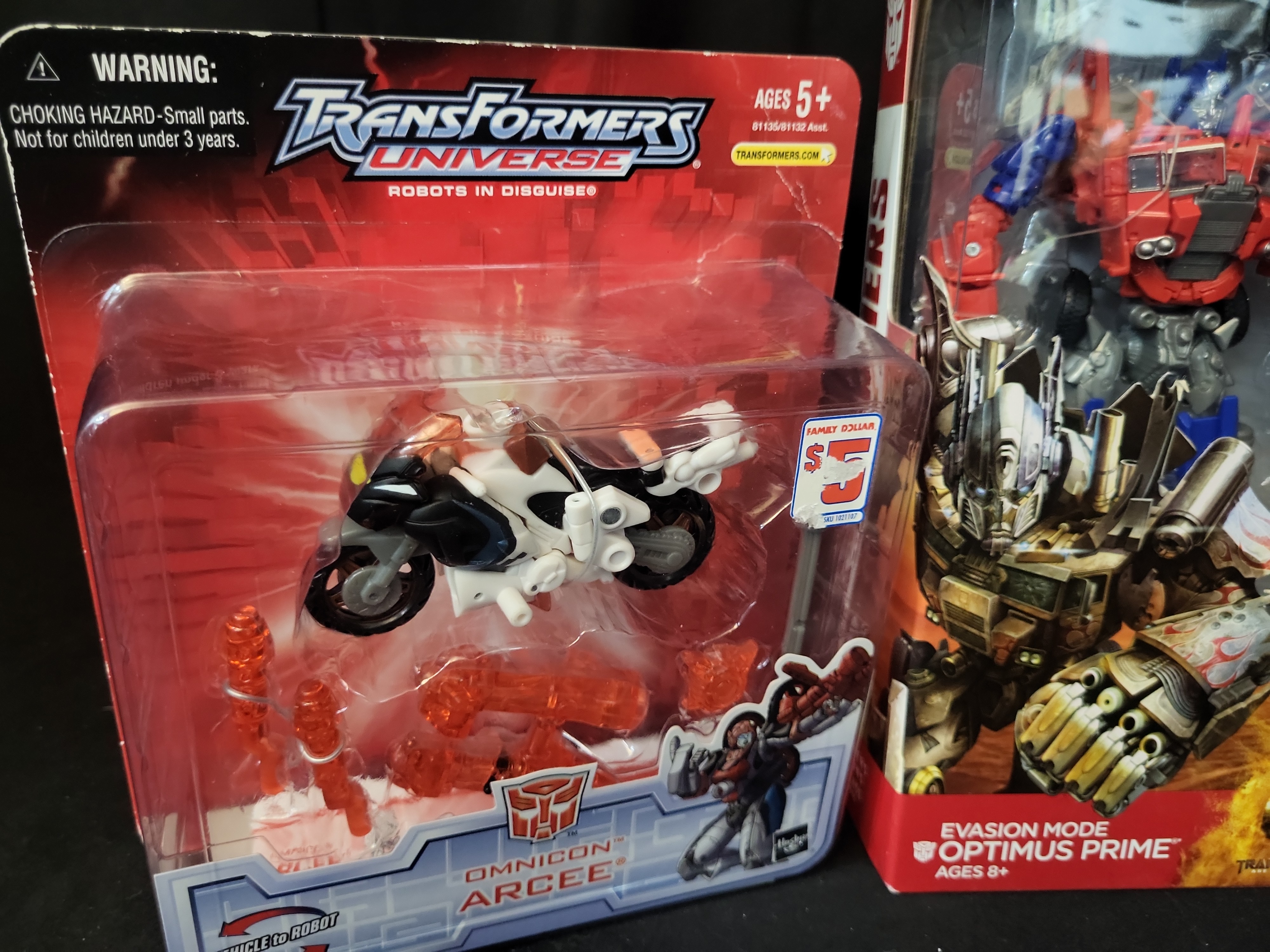 I03505 | Four Hasbro Transformers Action Figures Including Optimus Prime Arcee Mindset and Grimlock in Original Retail Packaging