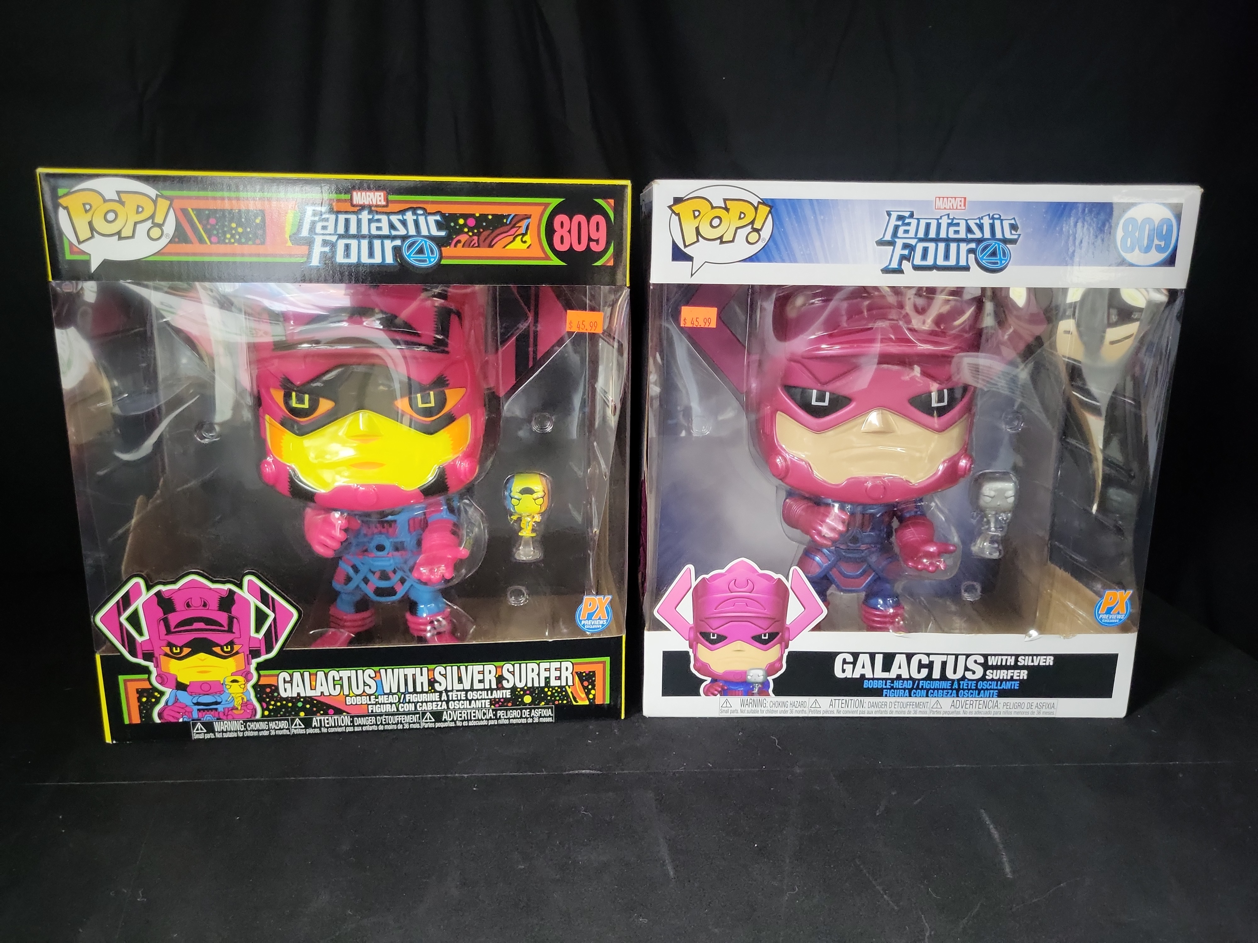 I03551 | A Pair of Funko Pop! Marvel Fantastic Four Jumbo Galactus with Silver Surfer Vinyl Figures