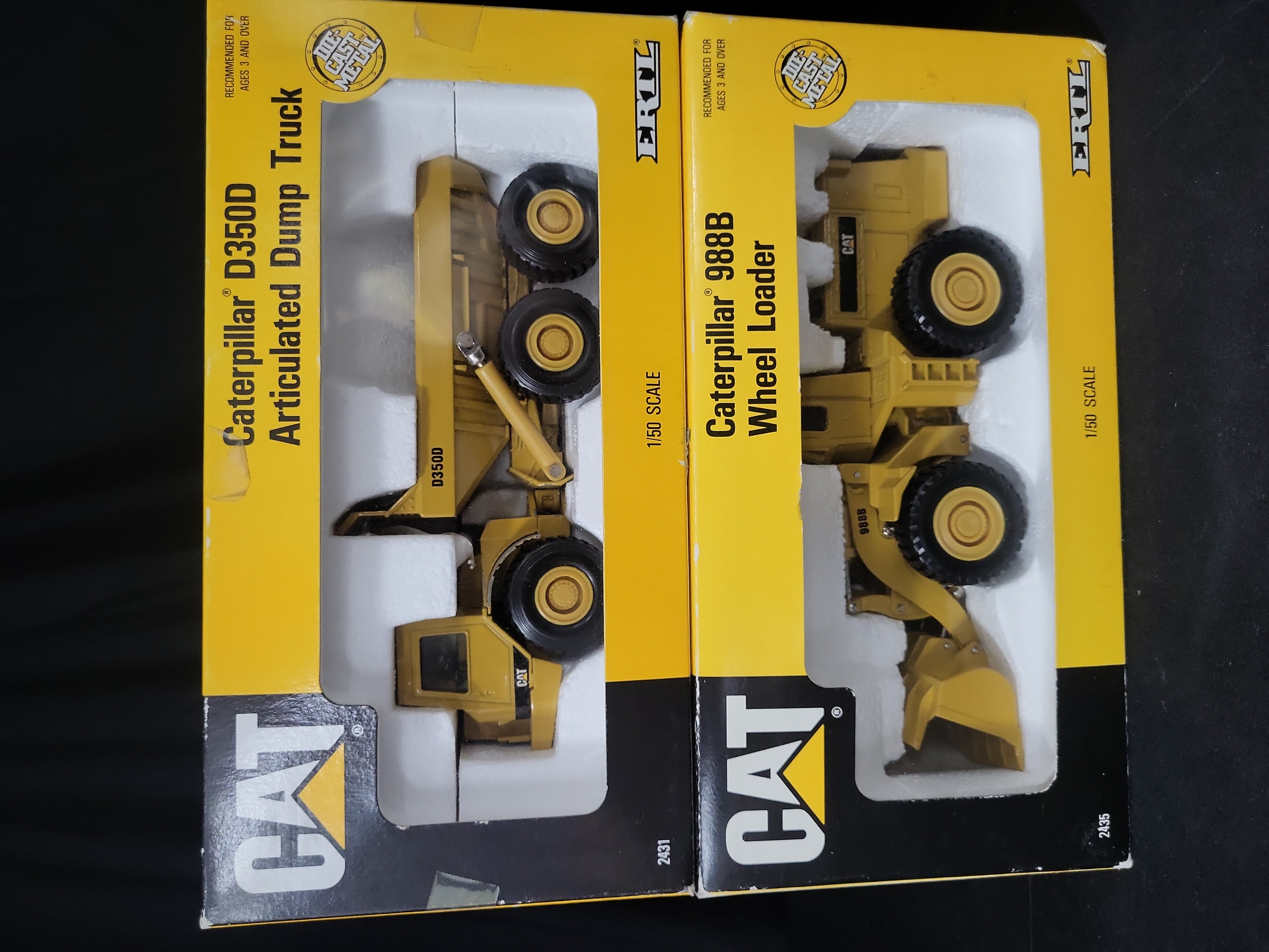 I03606 | A Pair of ERTL 1/50 Scale Caterpillar Die-Cast Construction Vehicles in Original Boxes