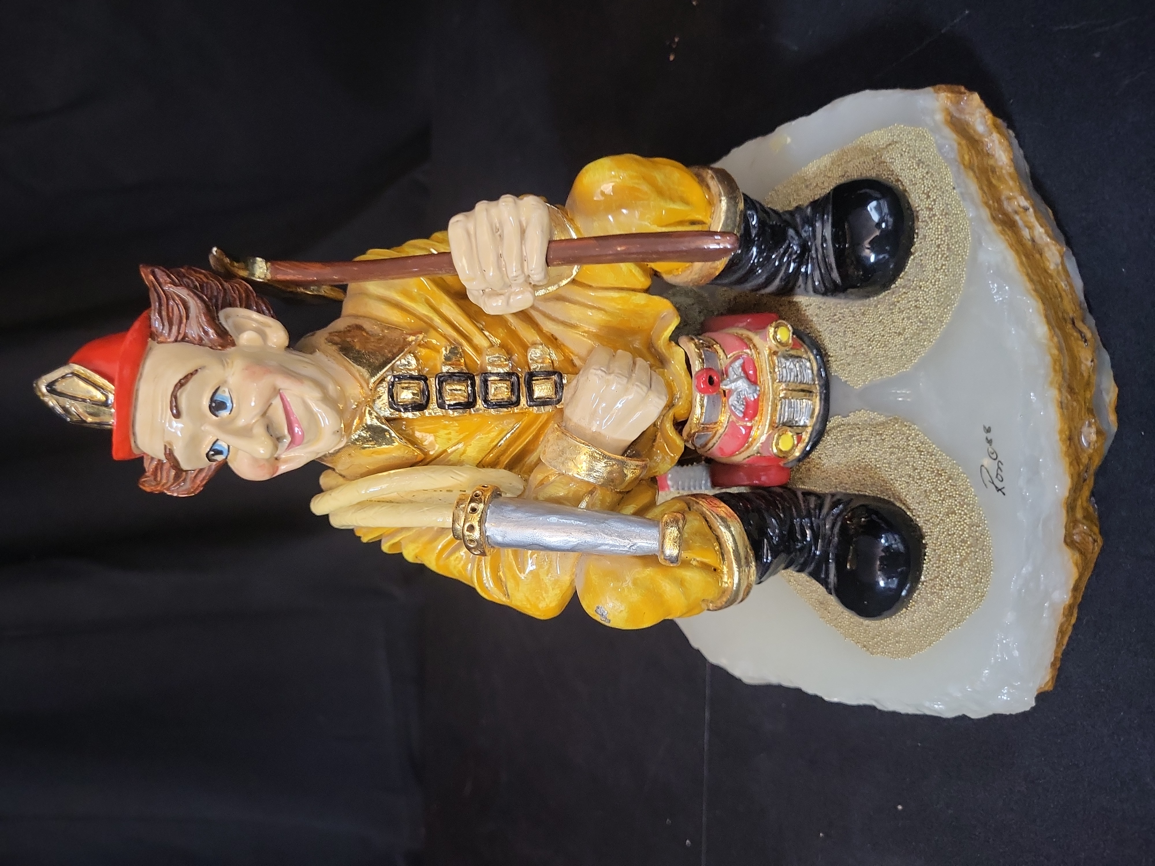 I03209 | Ron Lee Limited Edition Hand Painted Firefighter Figurine on Agate Base 1988