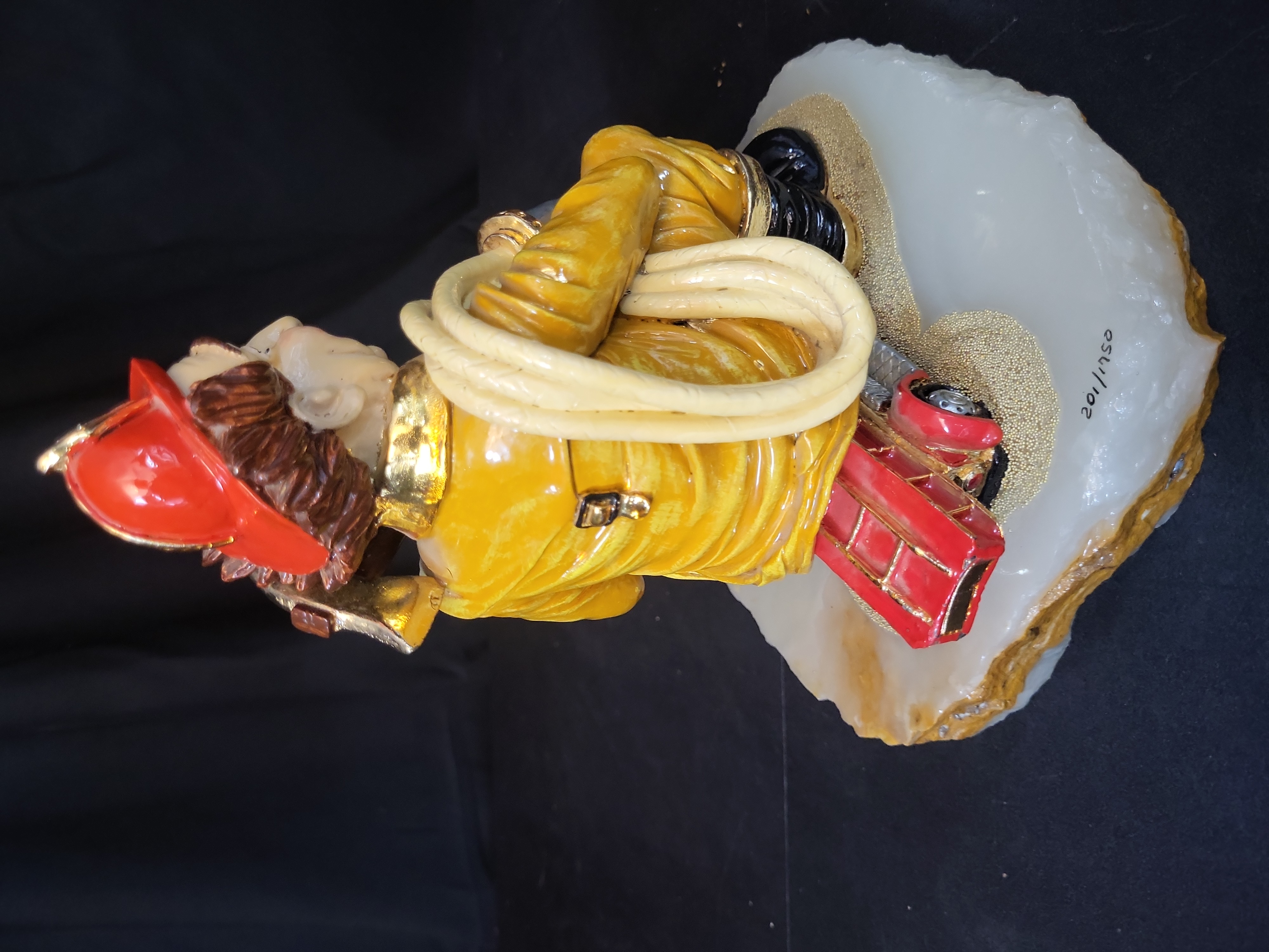 I03209 | Ron Lee Limited Edition Hand Painted Firefighter Figurine on Agate Base 1988