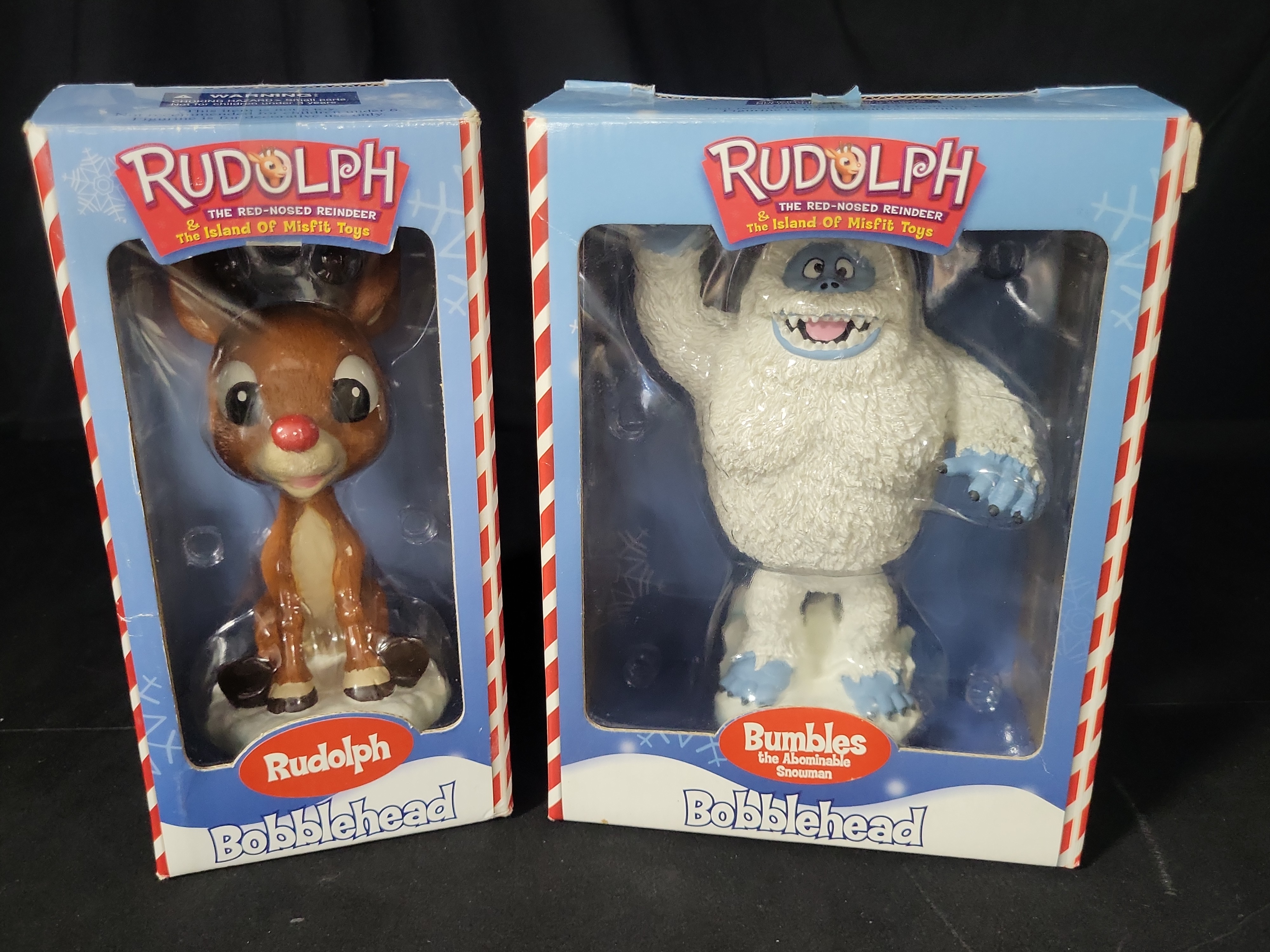 I03214 | A Pair of 2001 ToySite Rudolph the Red-Nosed Reindeer Bobbleheads