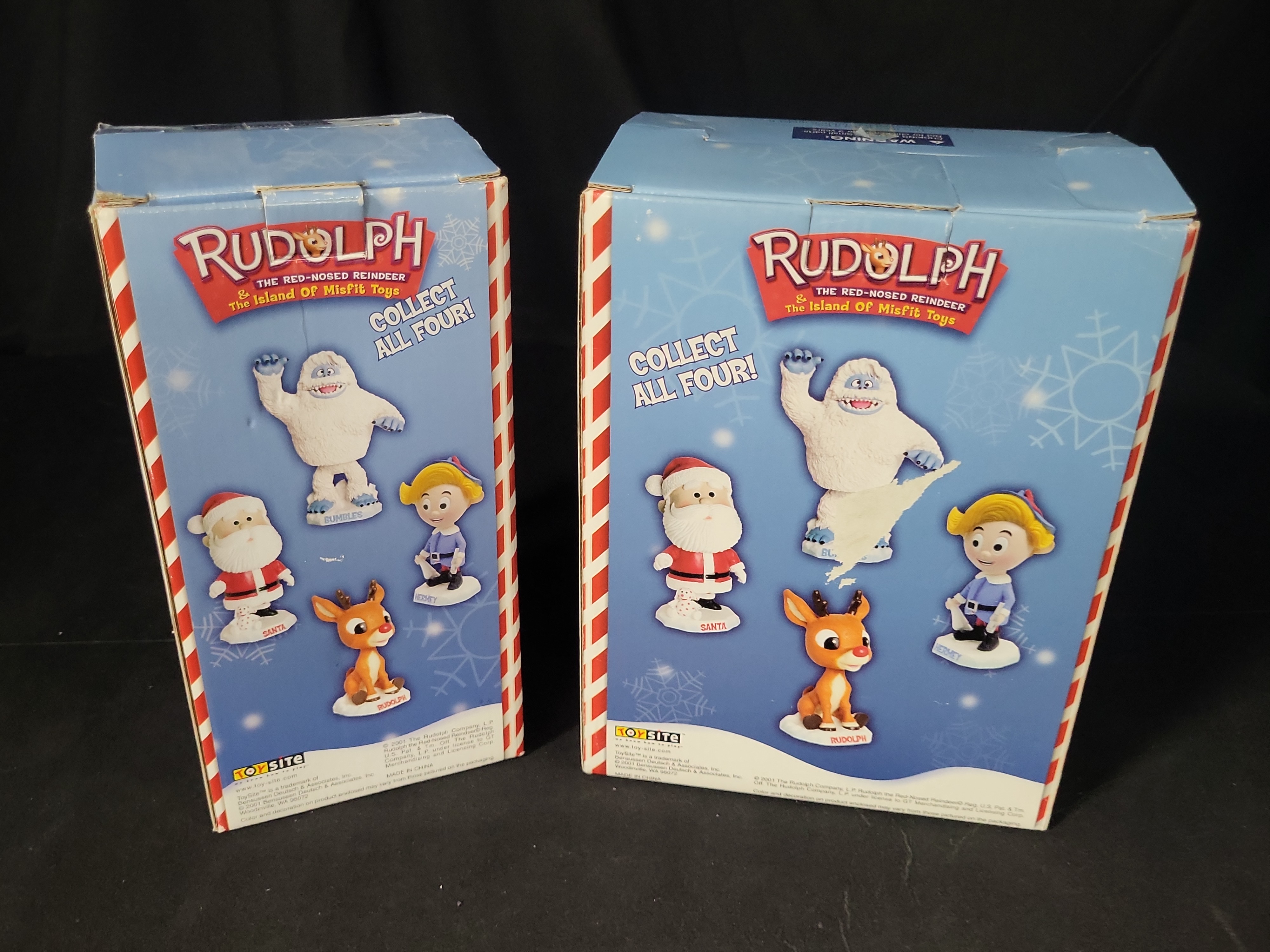 I03214 | A Pair of 2001 ToySite Rudolph the Red-Nosed Reindeer Bobbleheads