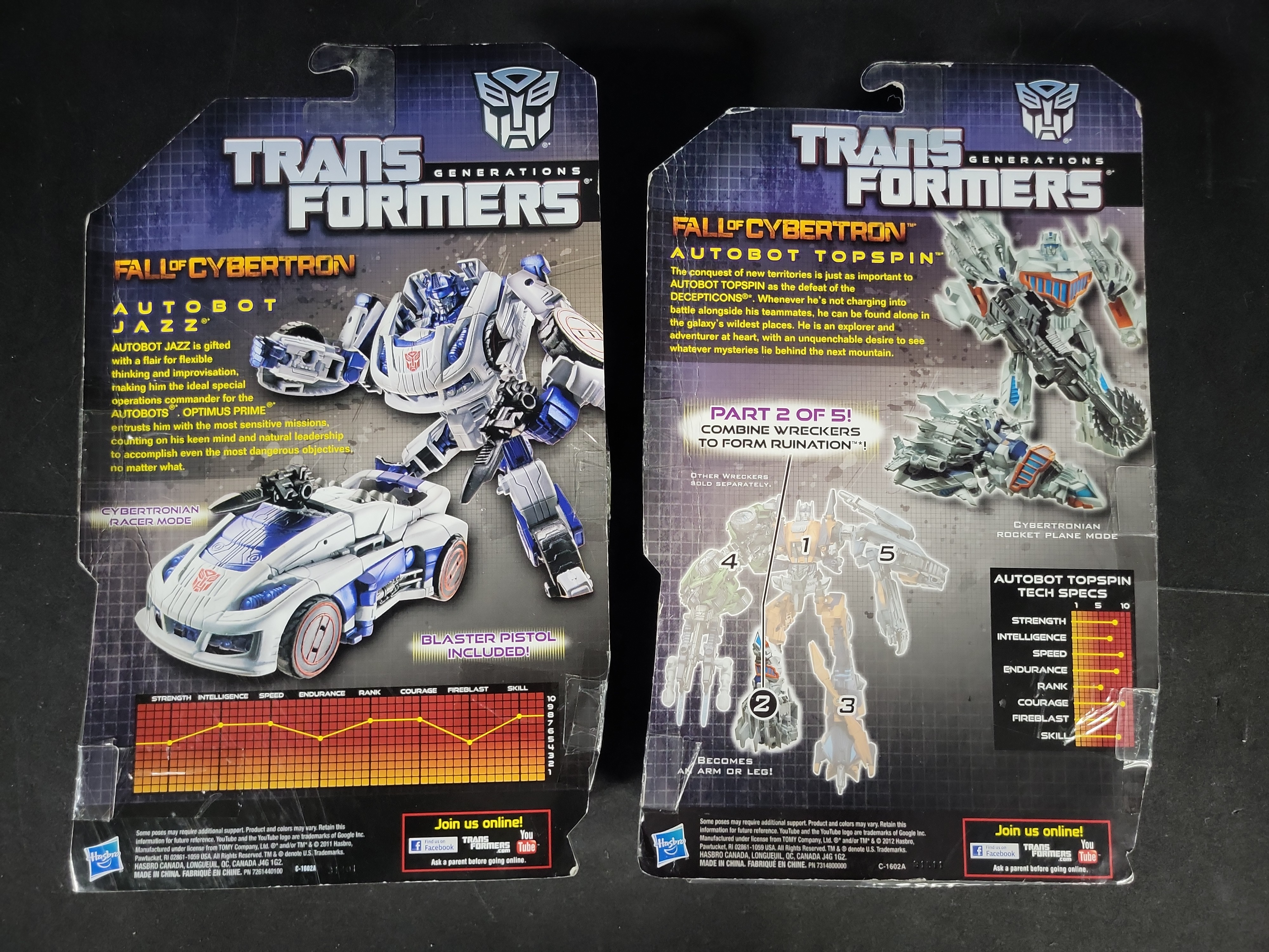 I03521 | A Pair of Hasbro Transformers Generations Fall of Cybertron Action Figures Jazz and Topspin