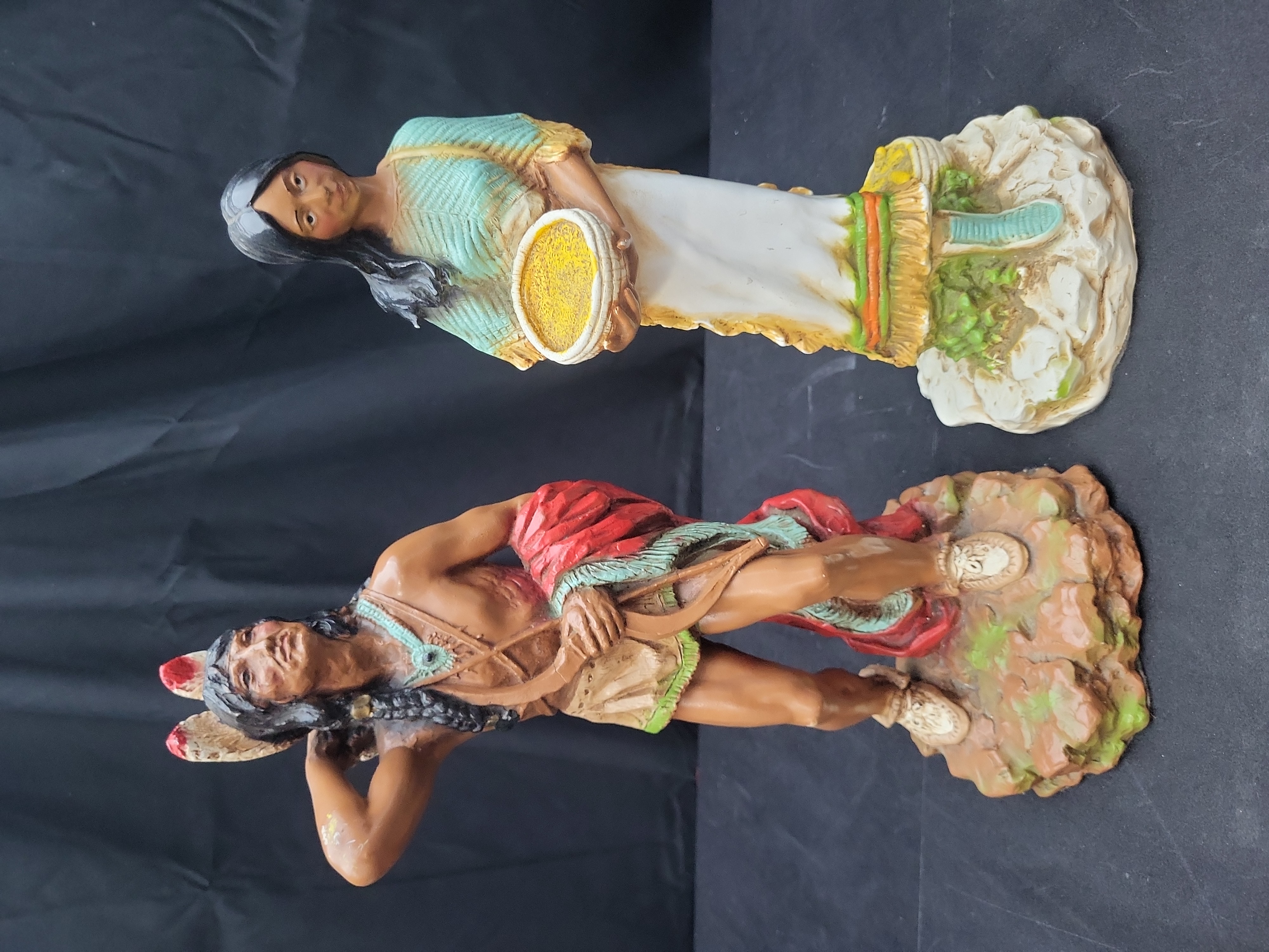 I03581 | A Pair of Vintage Native American Style Figurines by Universal Statuary Corp and Homco
