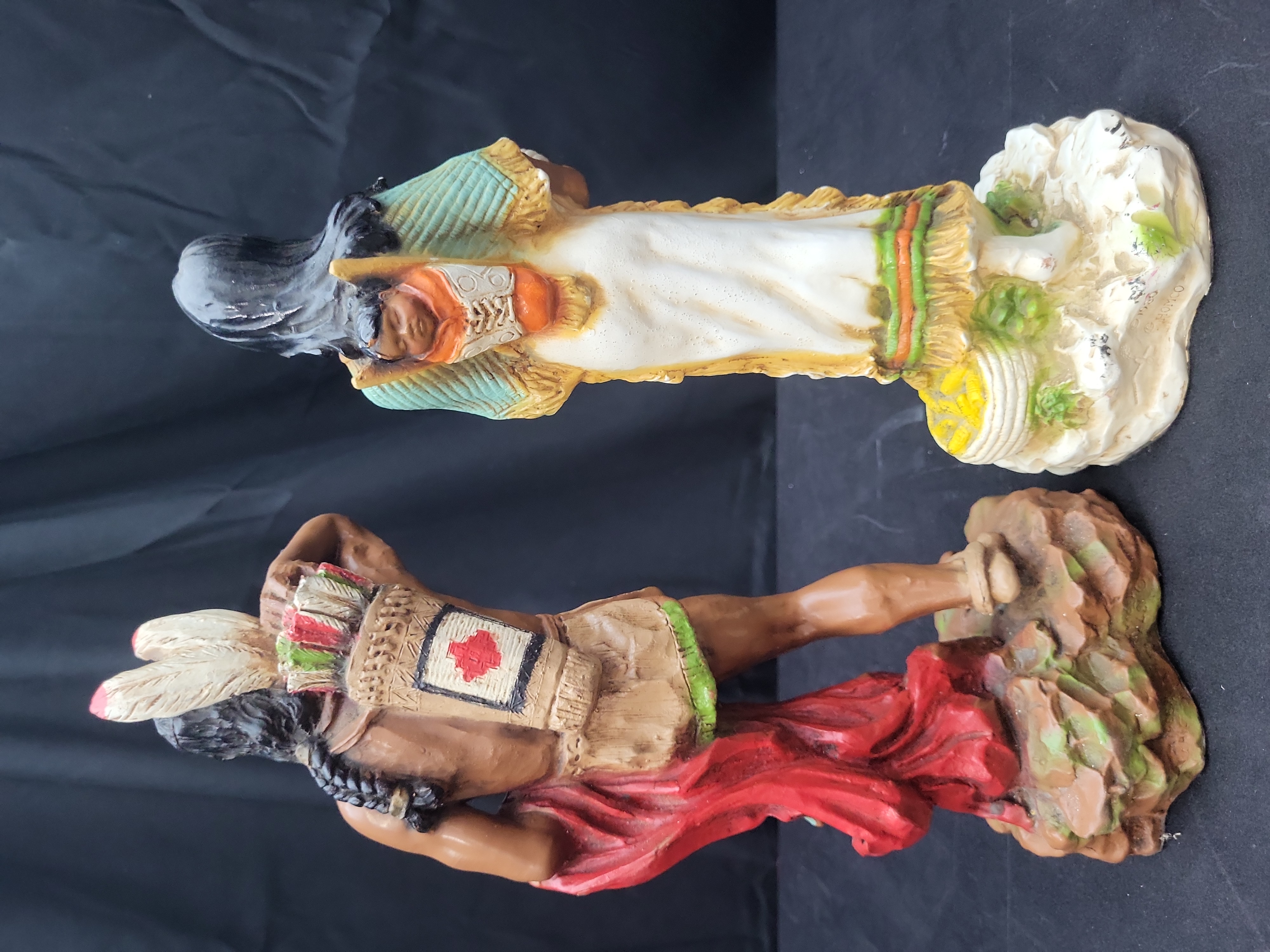 I03581 | A Pair of Vintage Native American Style Figurines by Universal Statuary Corp and Homco