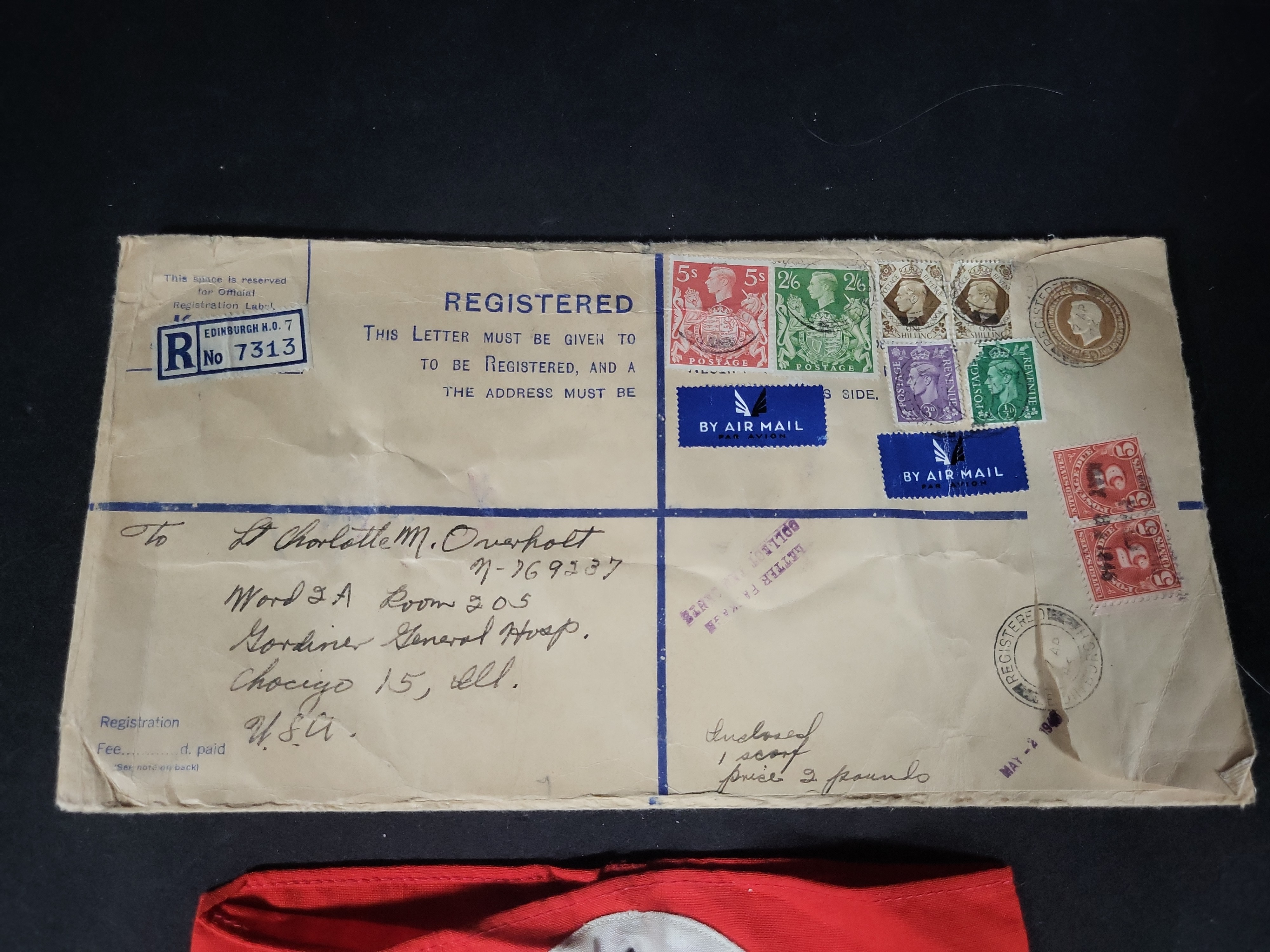 I03194 | Two WWII Items Including a German NSDAP Armband and Registered Shipping Envelope
