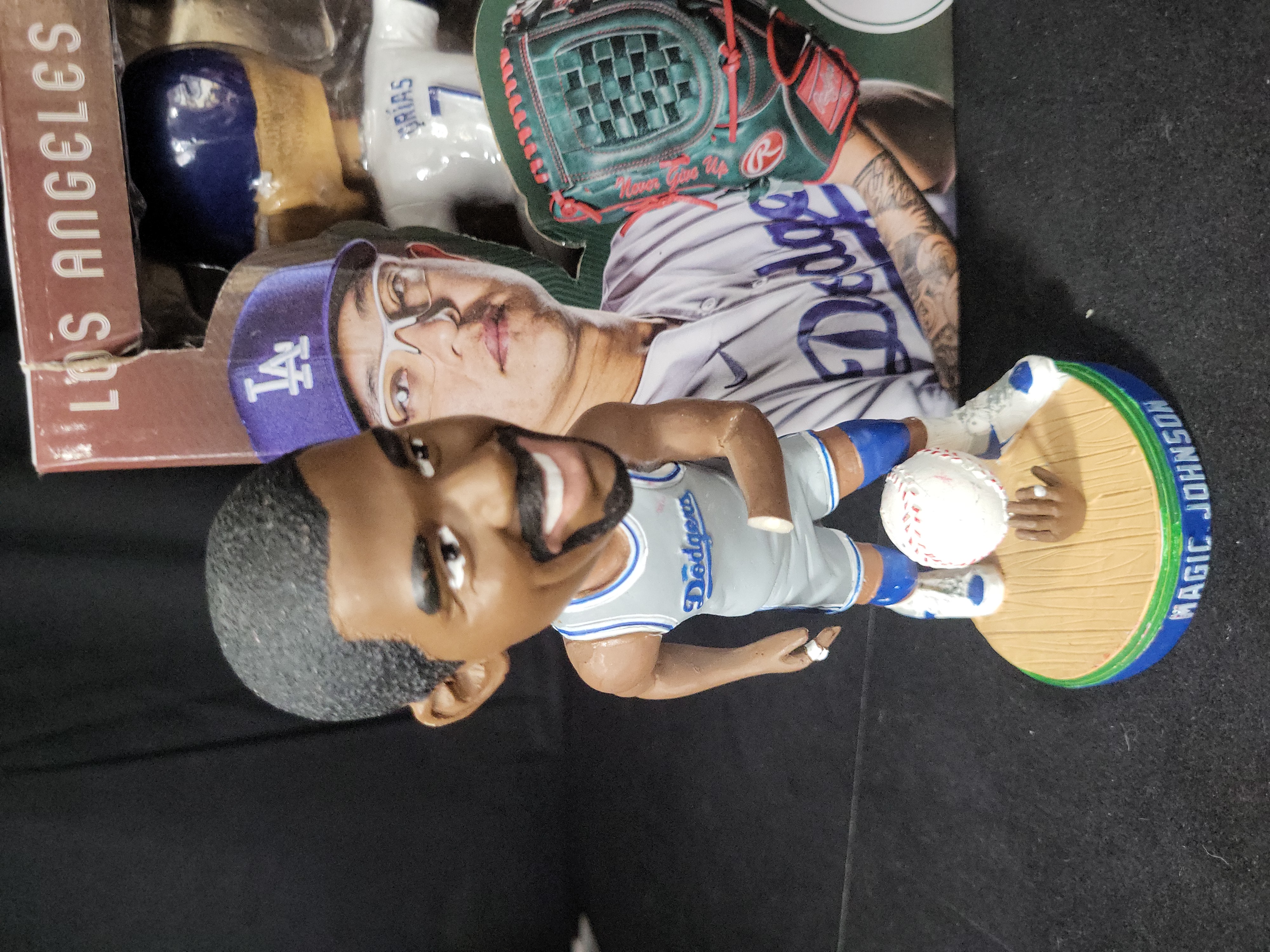I03848 | Assortment of Five Los Angeles Dodgers and Angels Sports Bobbleheads including Magic Johnson and Julio Urias