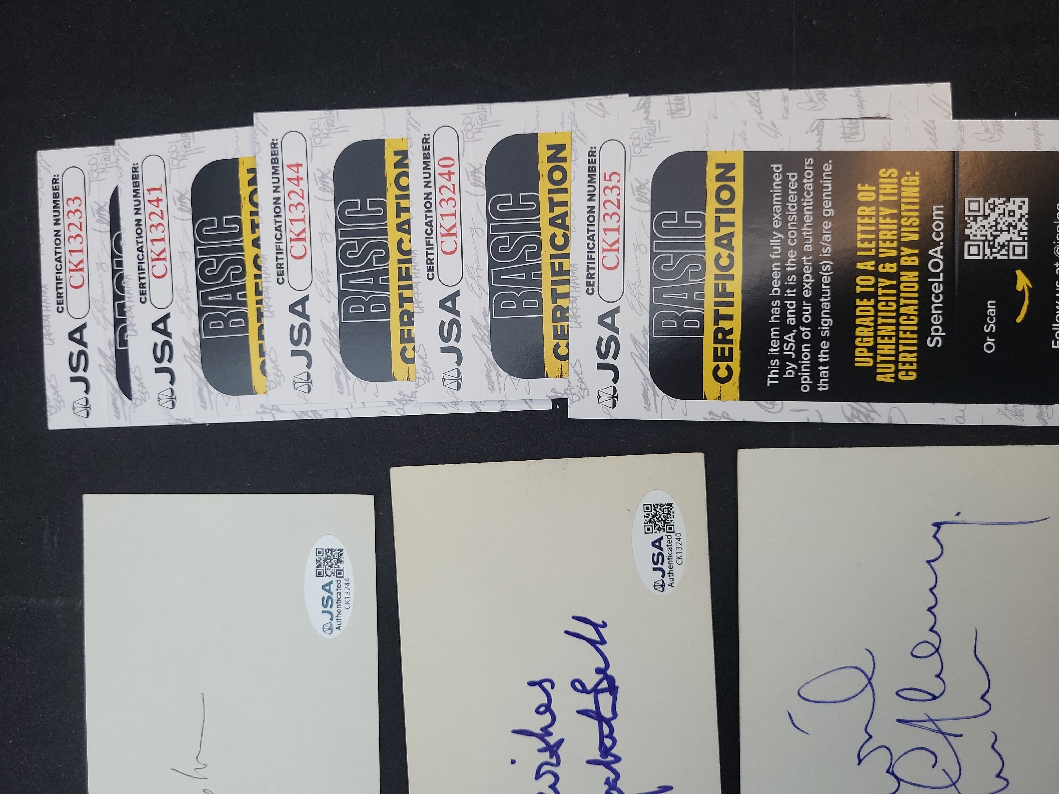 I03369 | Collection of Six Autographed Cards and Slips Featuring Julie London and Shari Lewis
