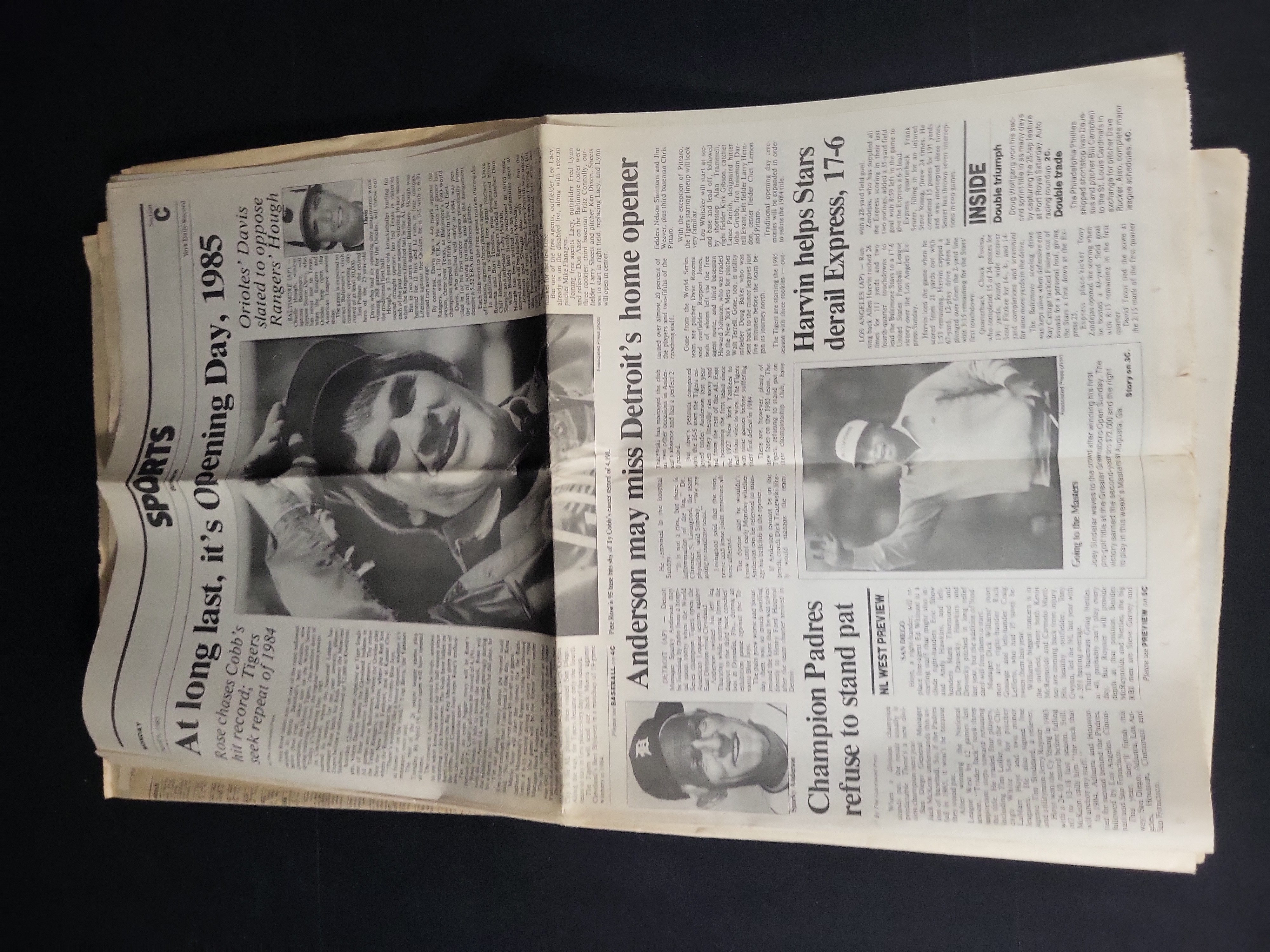 I01817 | York Daily Record Sports Section Newspaper Featuring Pete Rose, April 8, 1985