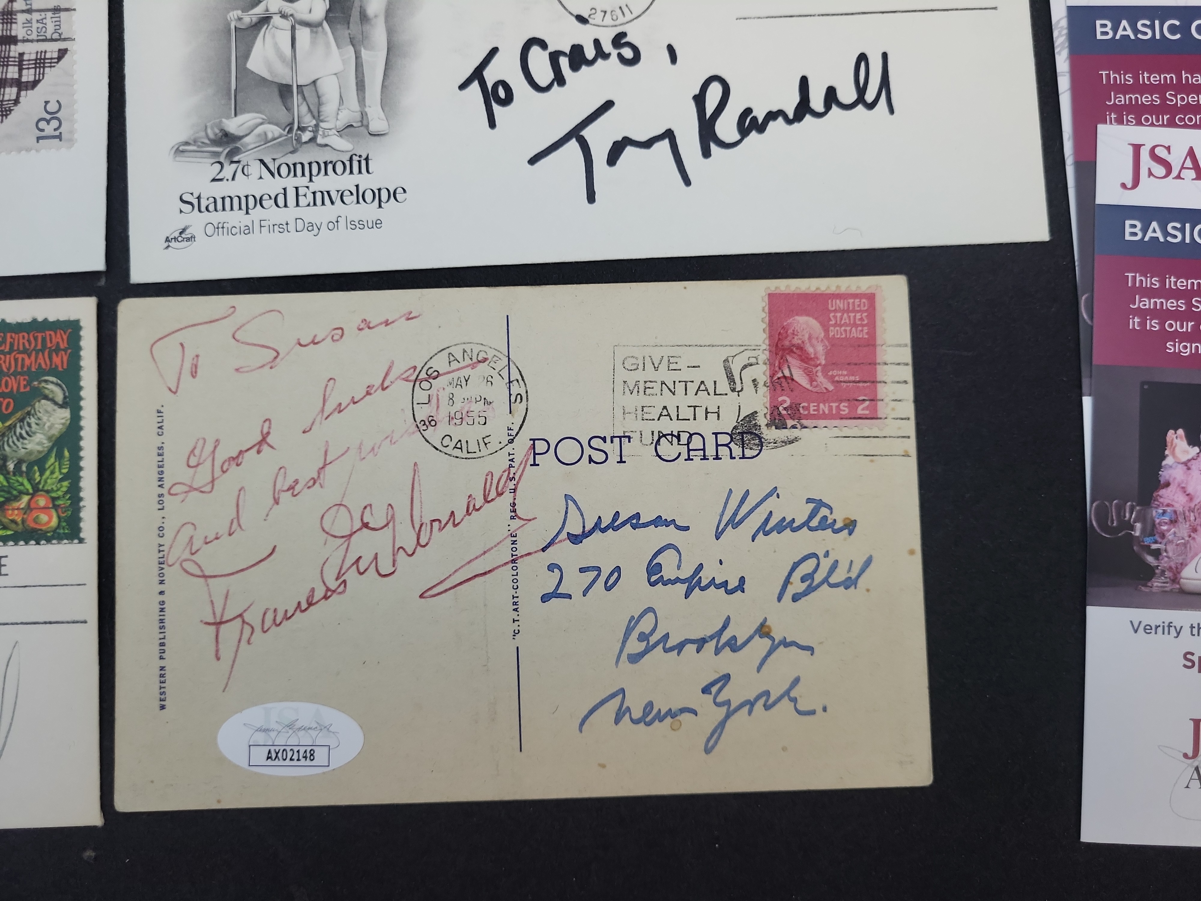 I03360 | A Collection of Eight Autographed First Day Covers and Vintage Postcards with JSA Certification
