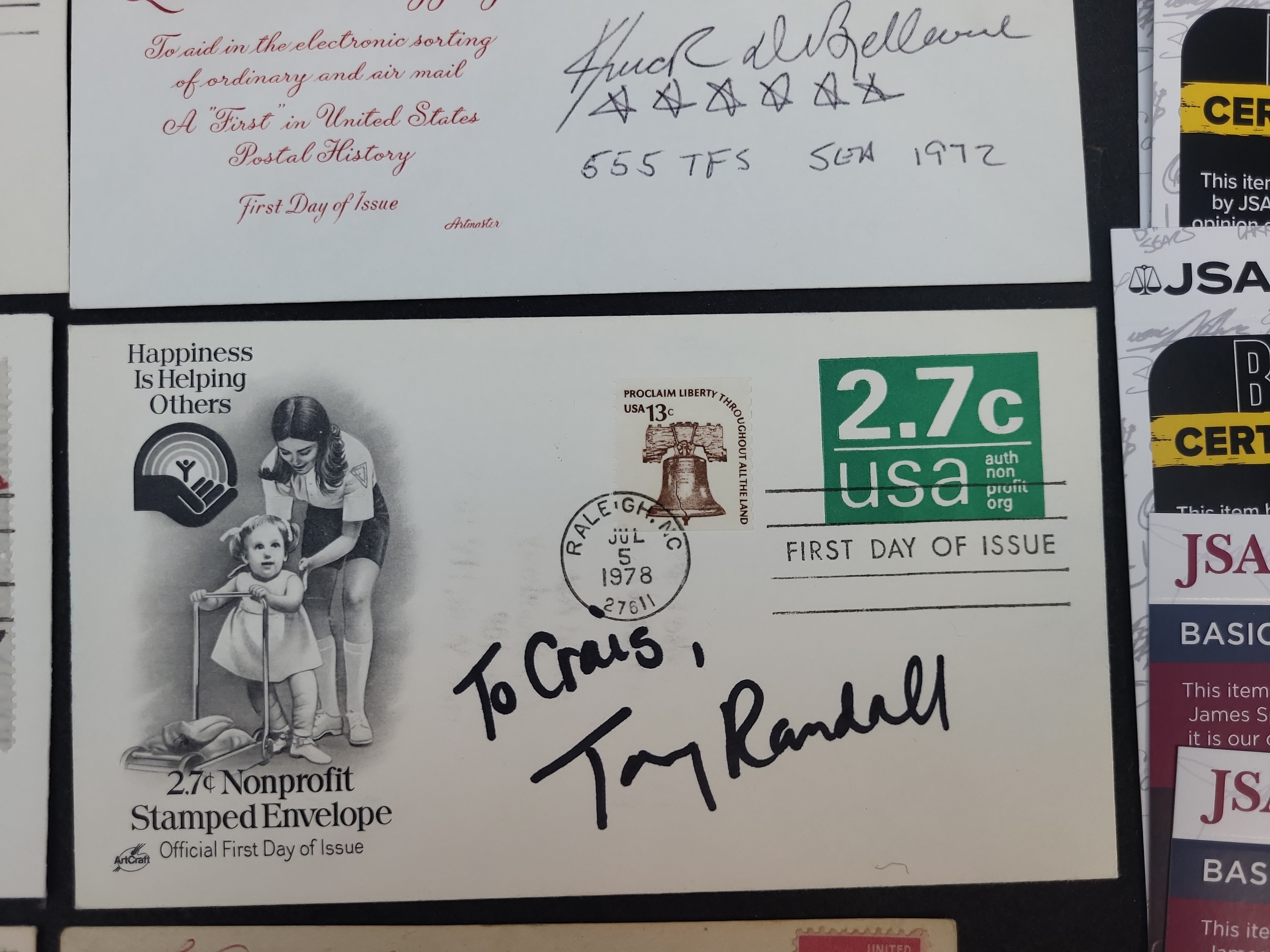I03360 | A Collection of Eight Autographed First Day Covers and Vintage Postcards with JSA Certification