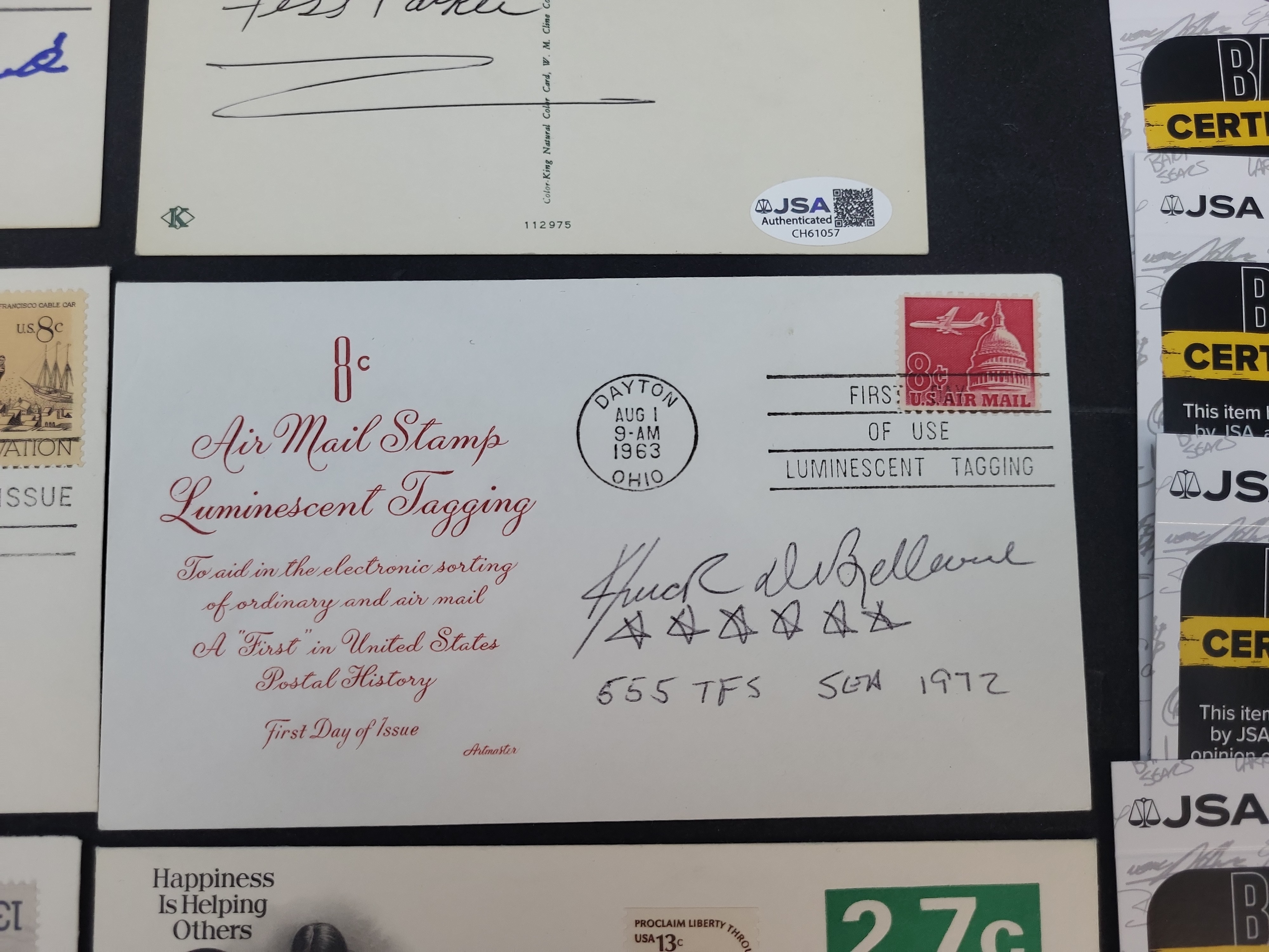 I03360 | A Collection of Eight Autographed First Day Covers and Vintage Postcards with JSA Certification