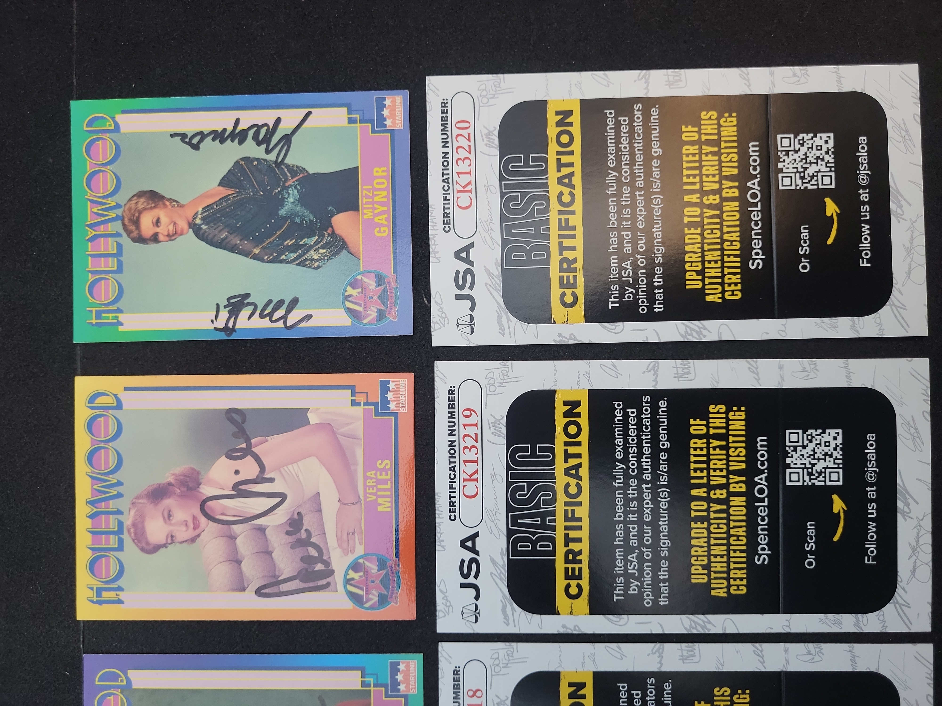 I03359 | A Collection of Six Autographed 1991 Starline Hollywood Trading Cards with JSA Certification