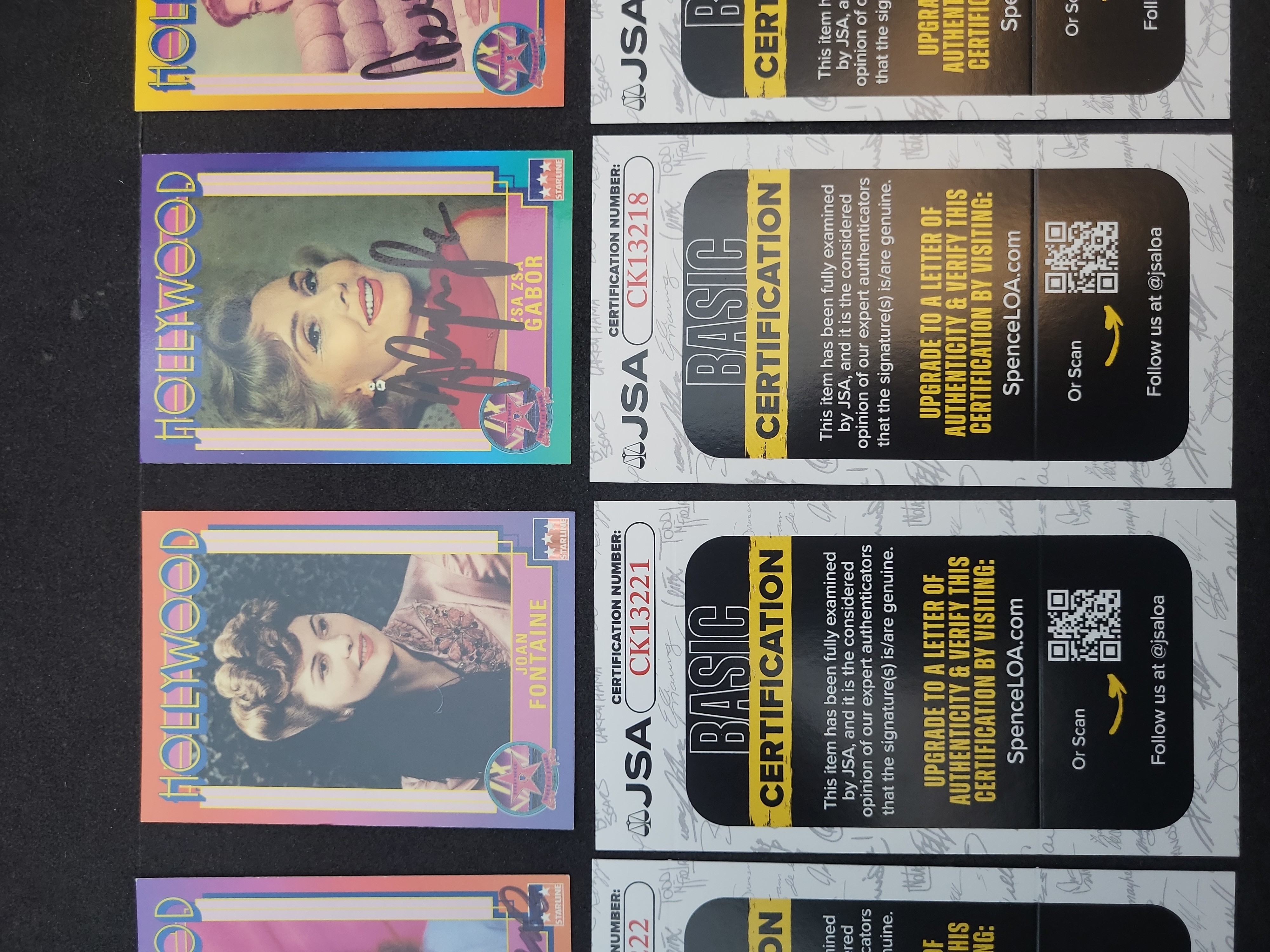 I03359 | A Collection of Six Autographed 1991 Starline Hollywood Trading Cards with JSA Certification