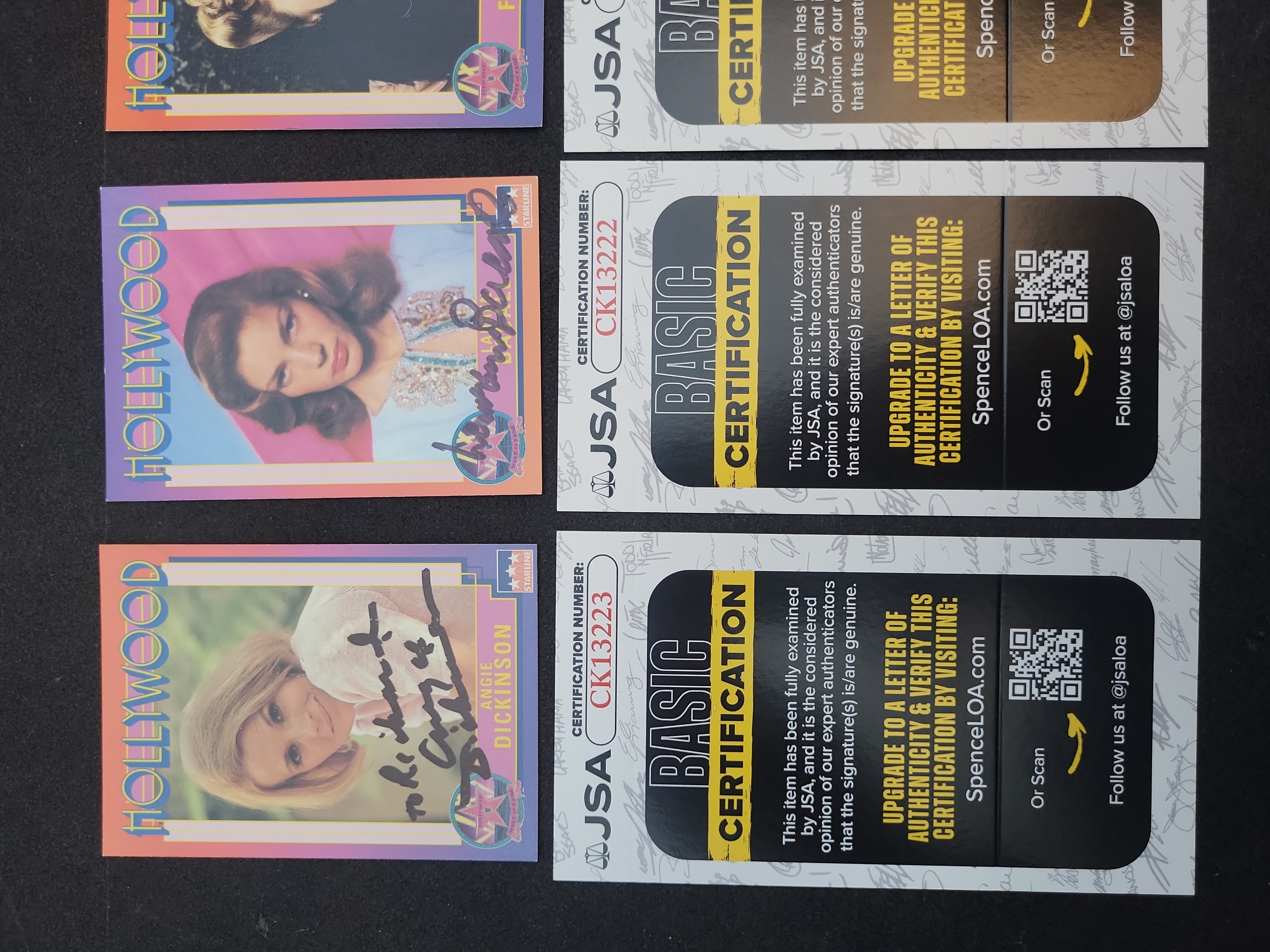 I03359 | A Collection of Six Autographed 1991 Starline Hollywood Trading Cards with JSA Certification