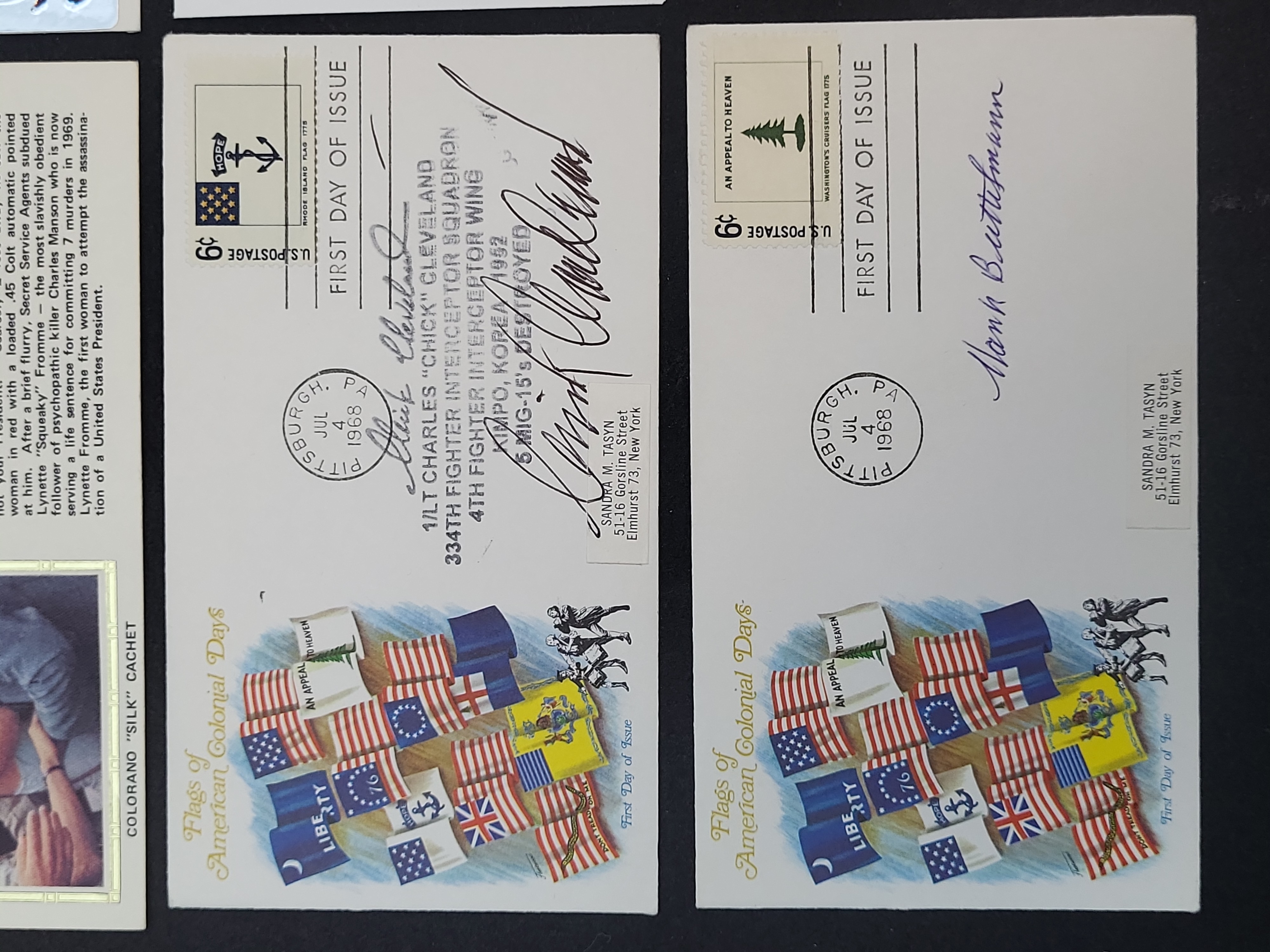 I03362 | Collection of (7) Autographed Envelopes, First Day Covers, and Postcards - Including Korean War Aces, John McCain, Tony Shalhoub, a