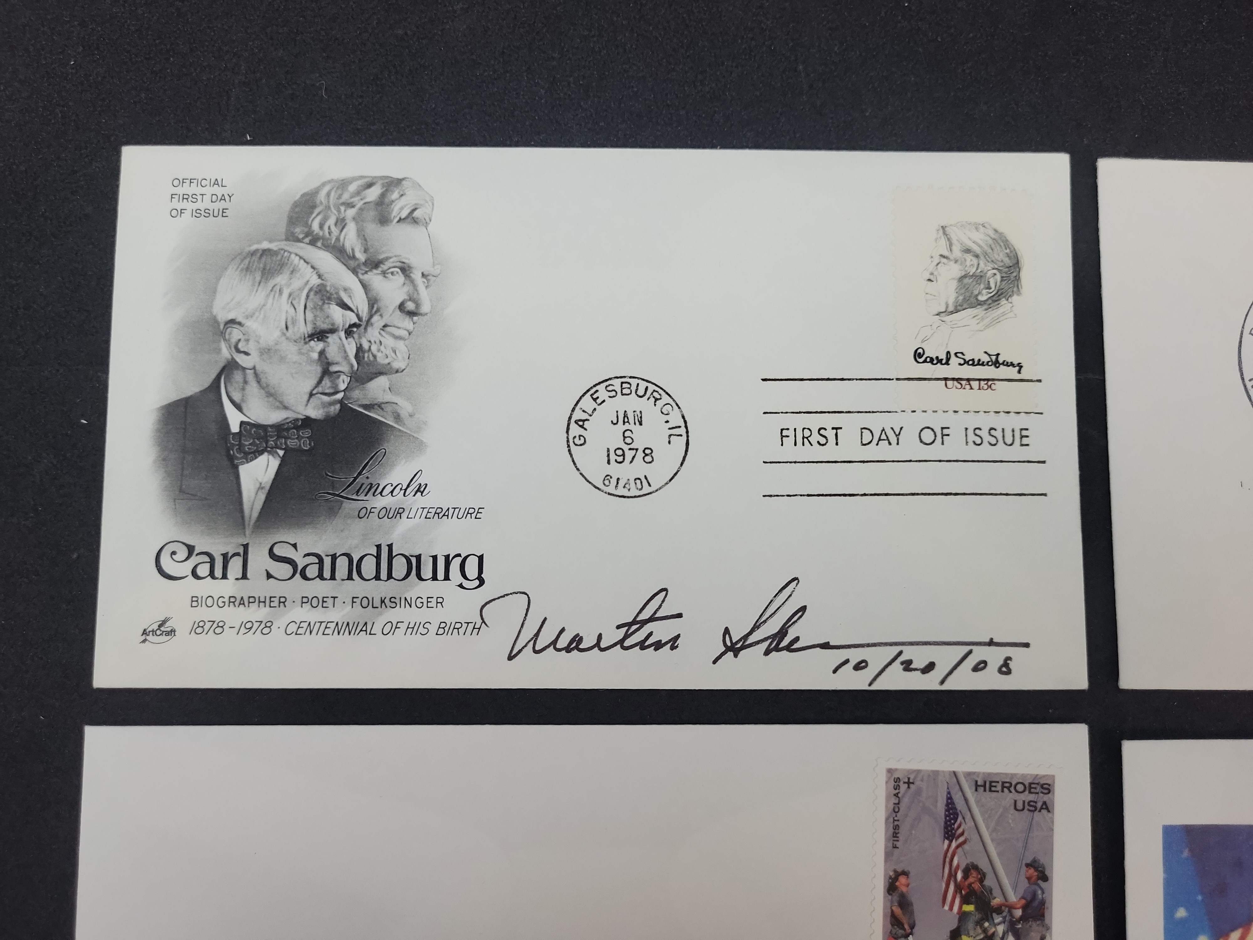 I03363 | A Collection of Four Autographed Commemorative Envelopes and First Day Covers featuring Don Rickles and Martin Sheen
