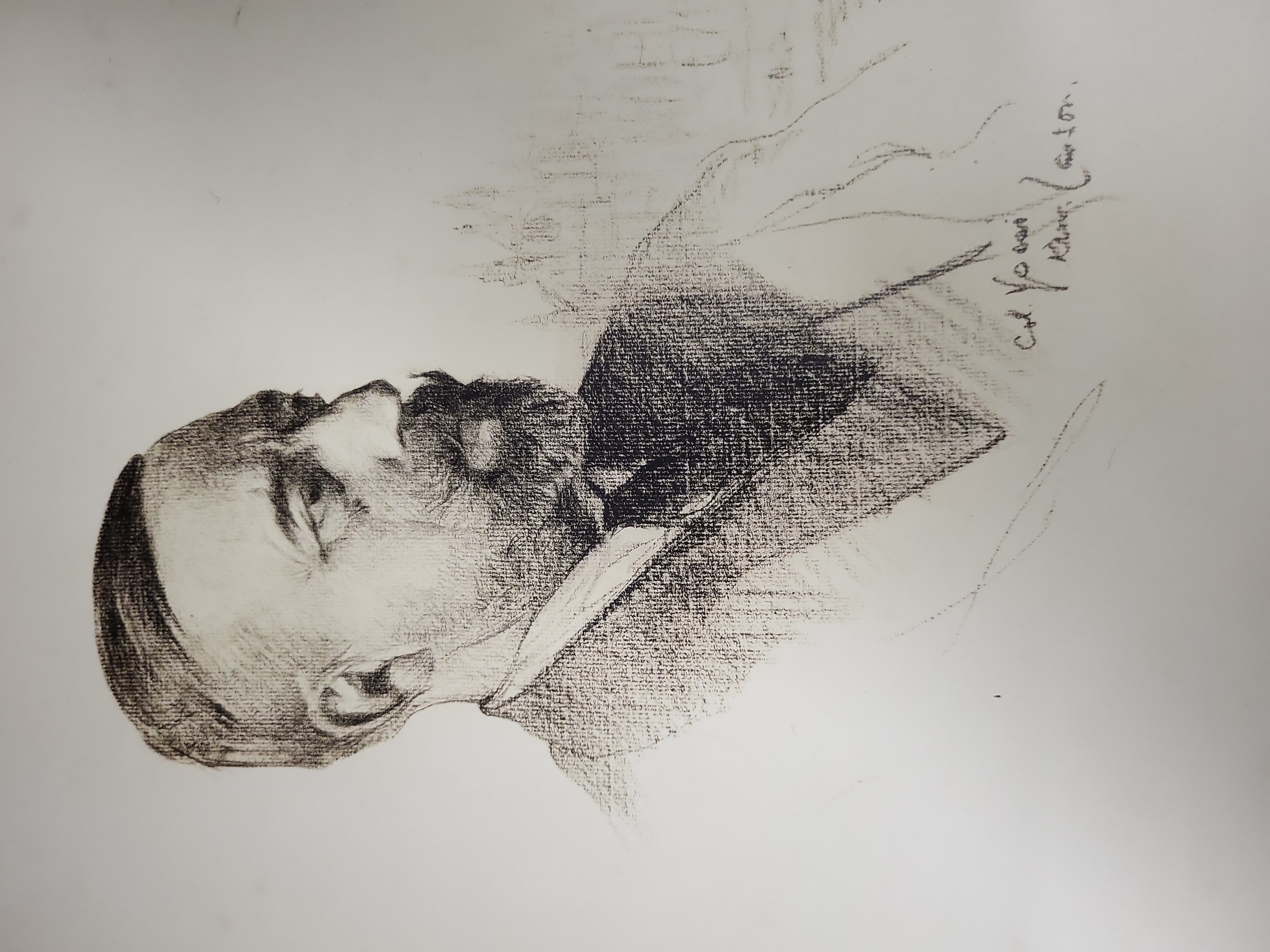 I03562 | James Kerr-Lawson (Canadian, 1864-1939), Profile Portrait of a Bearded Man, Charcoal Drawing