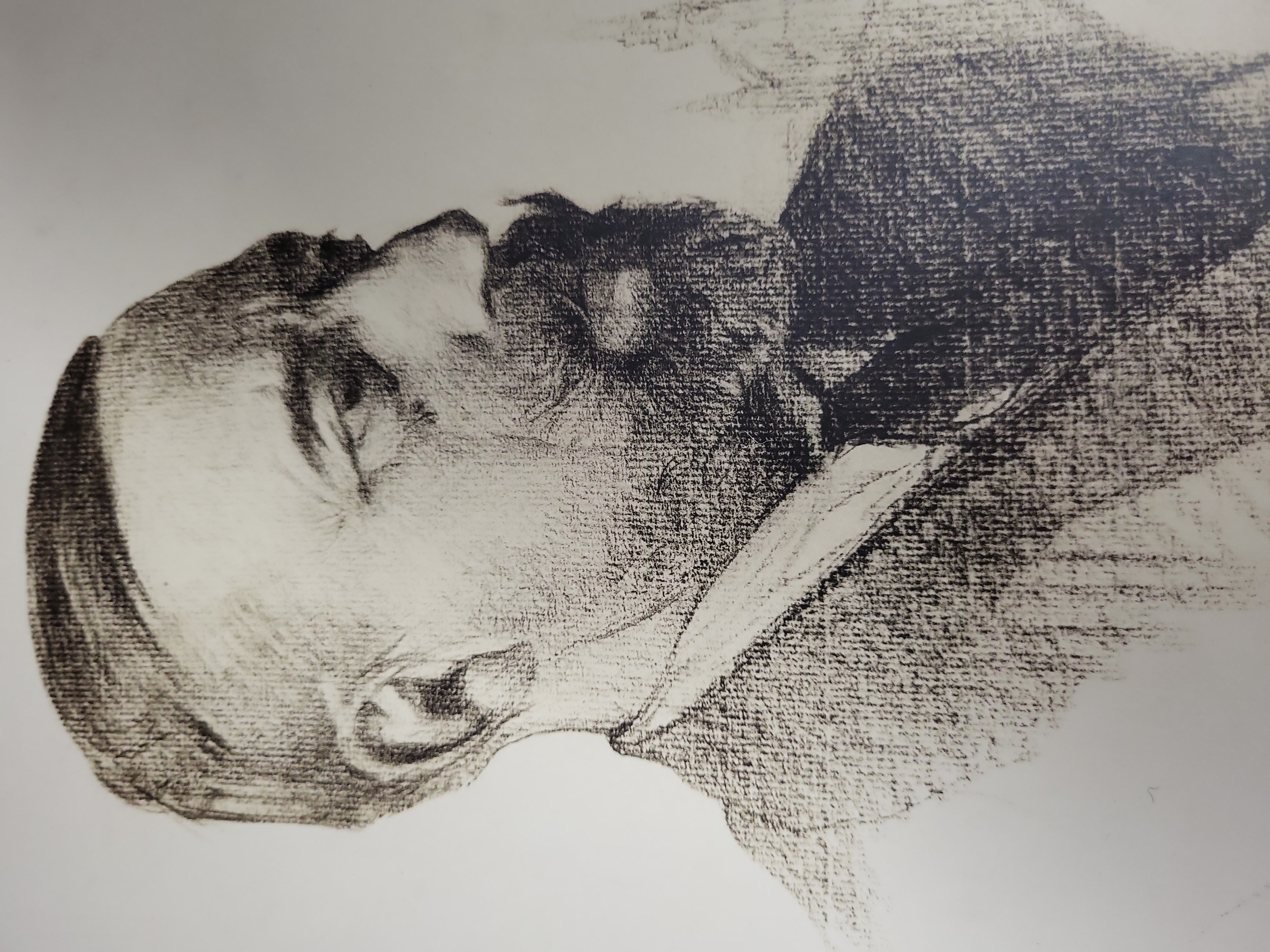 I03562 | James Kerr-Lawson (Canadian, 1864-1939), Profile Portrait of a Bearded Man, Charcoal Drawing