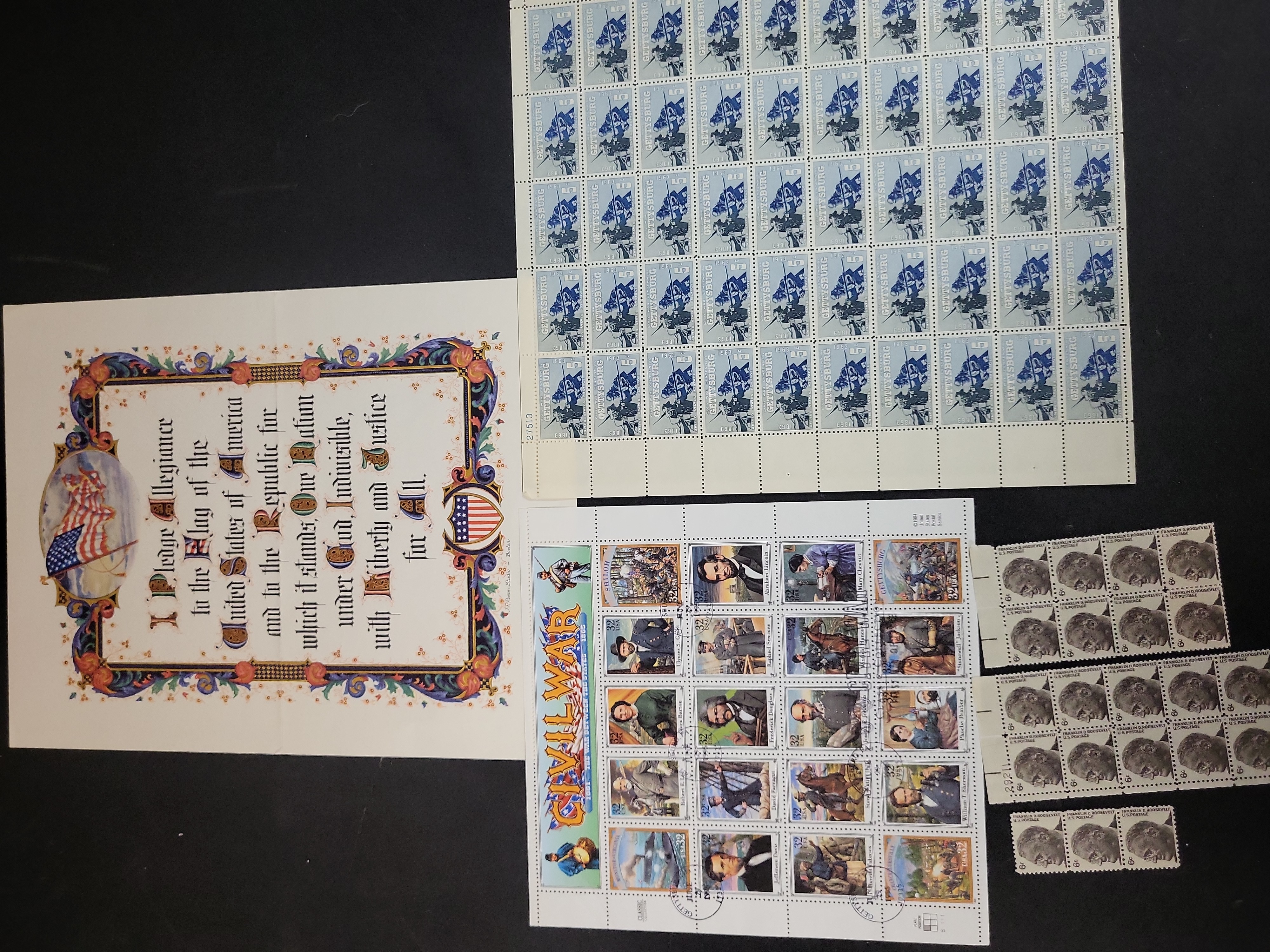 I03668 | US 1963-1995 Civil War and Roosevelt Philatelic Collection, Scott #1181, #2975, #1284