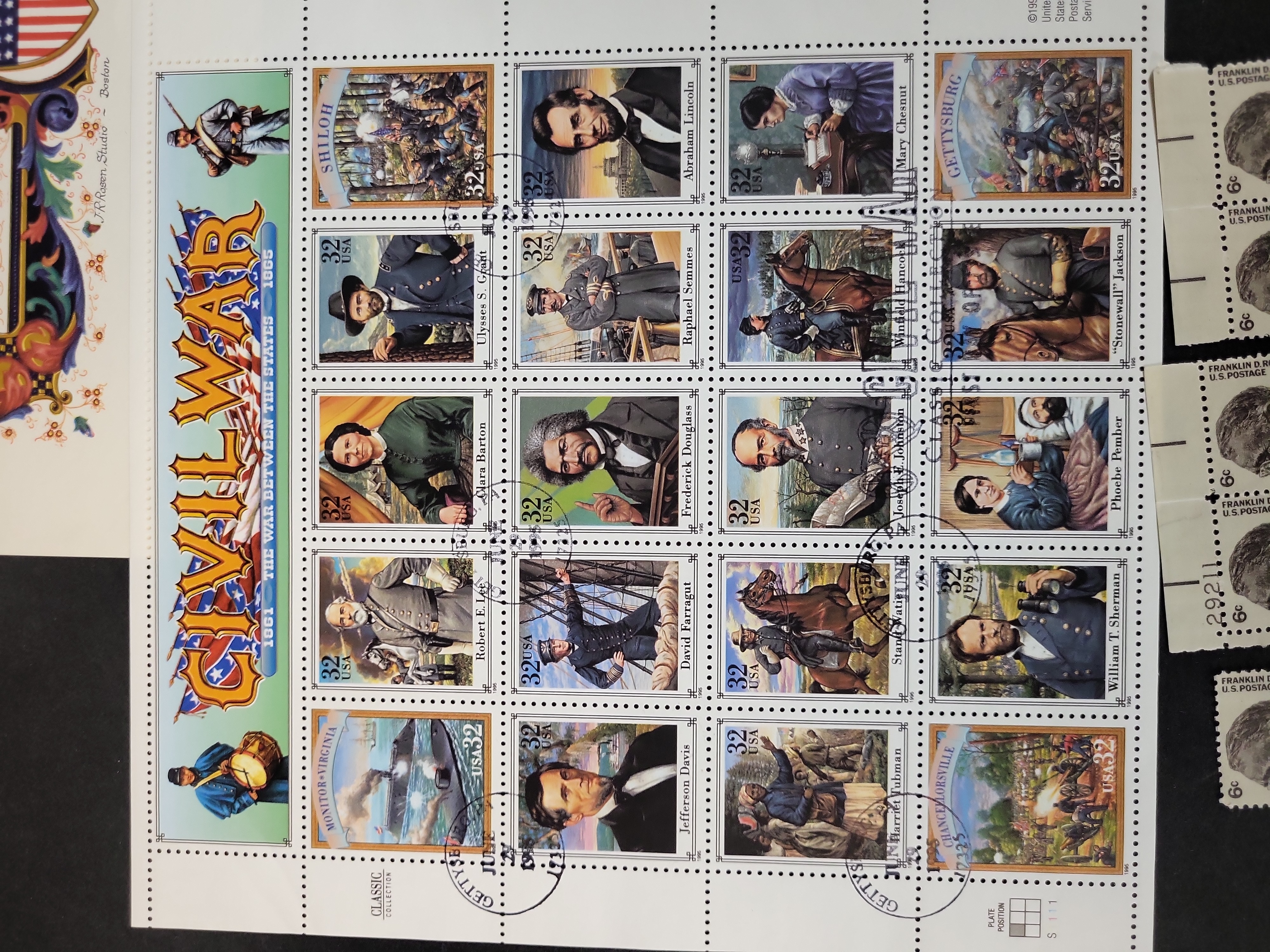 I03668 | US 1963-1995 Civil War and Roosevelt Philatelic Collection, Scott #1181, #2975, #1284
