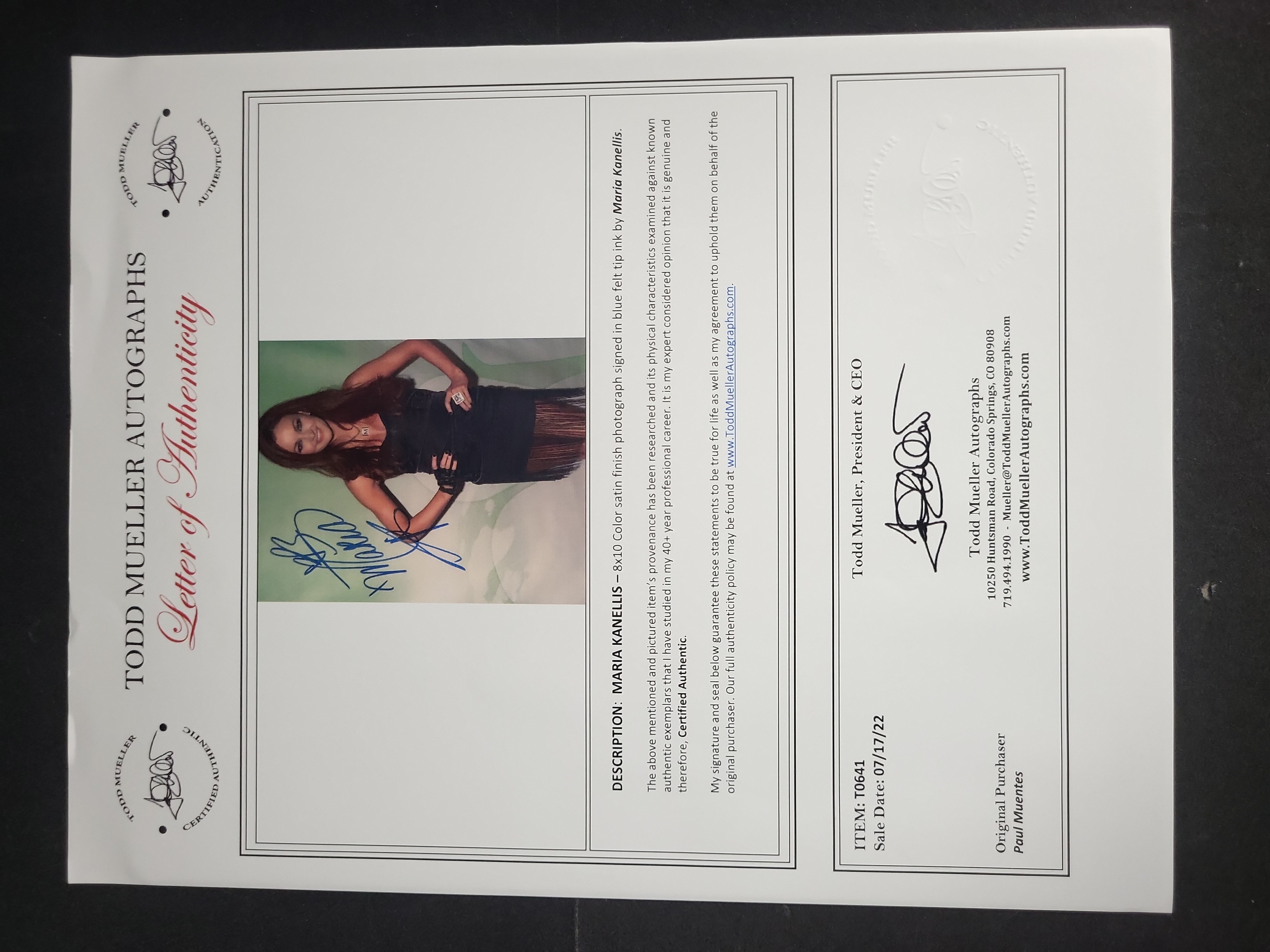 I04397 | Signed Maria Kanellis 8x10 Photograph
