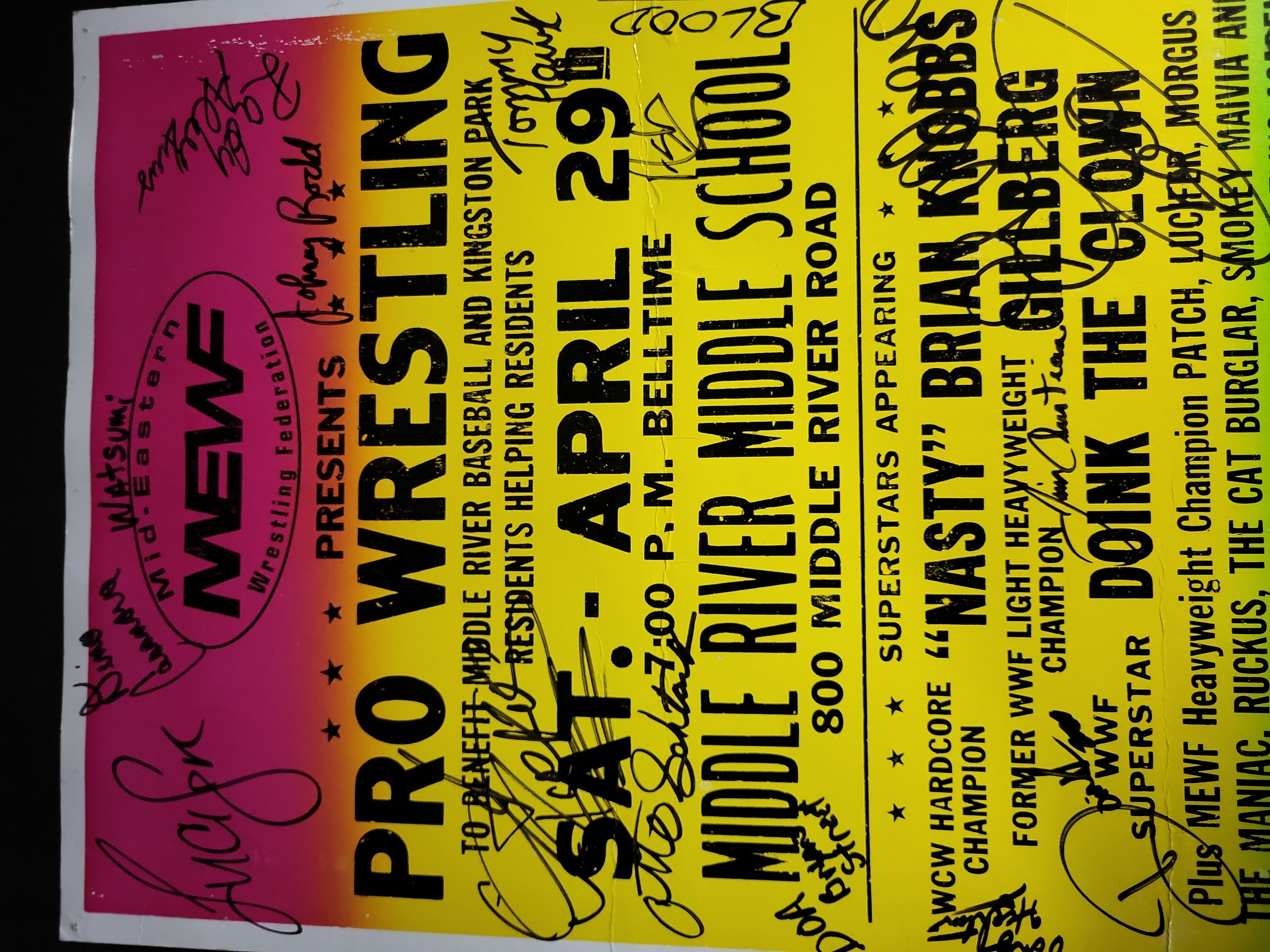I04358 | Autographed MEWF Wrestling Broadside Poster