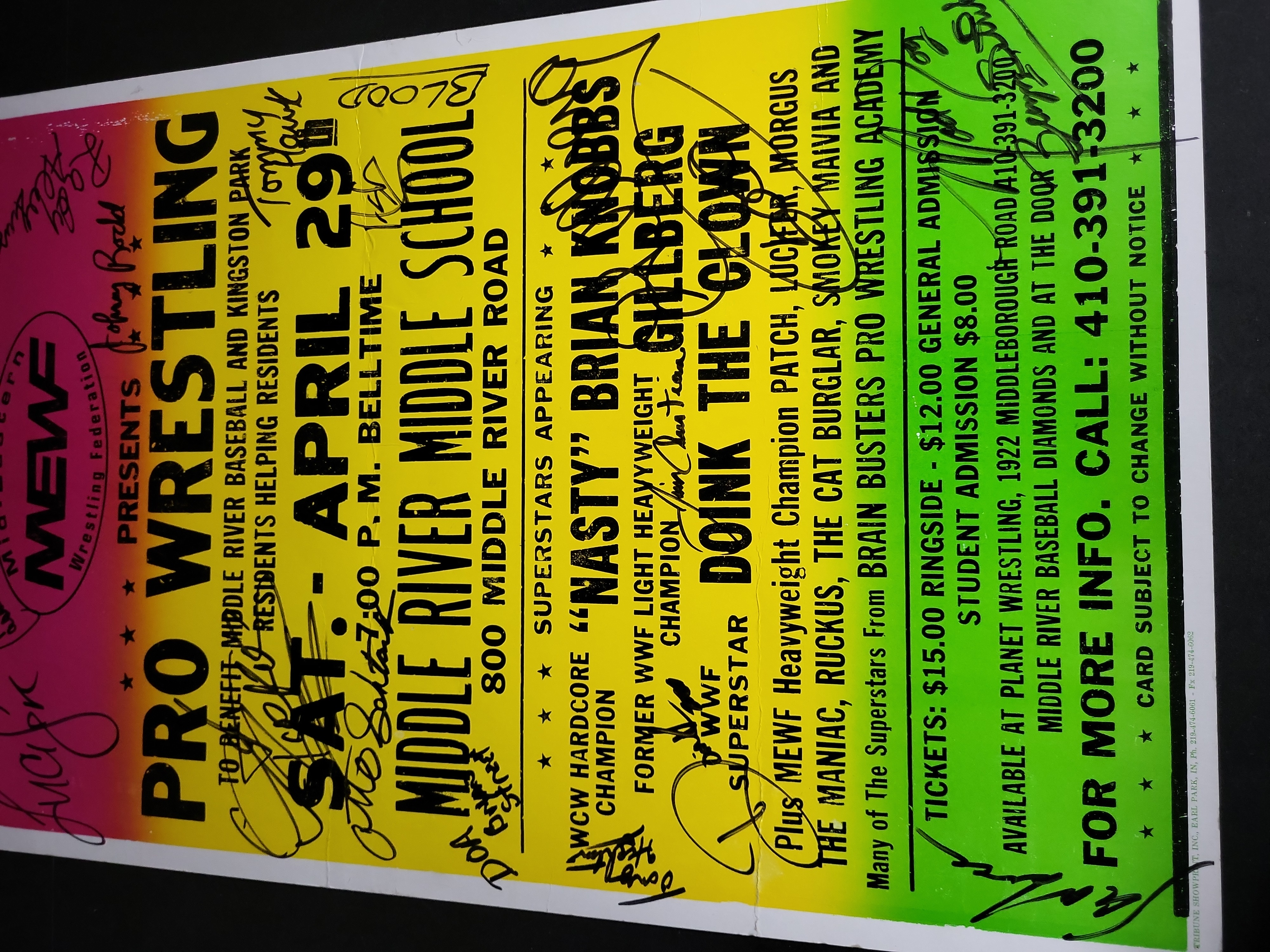 I04358 | Autographed MEWF Wrestling Broadside Poster