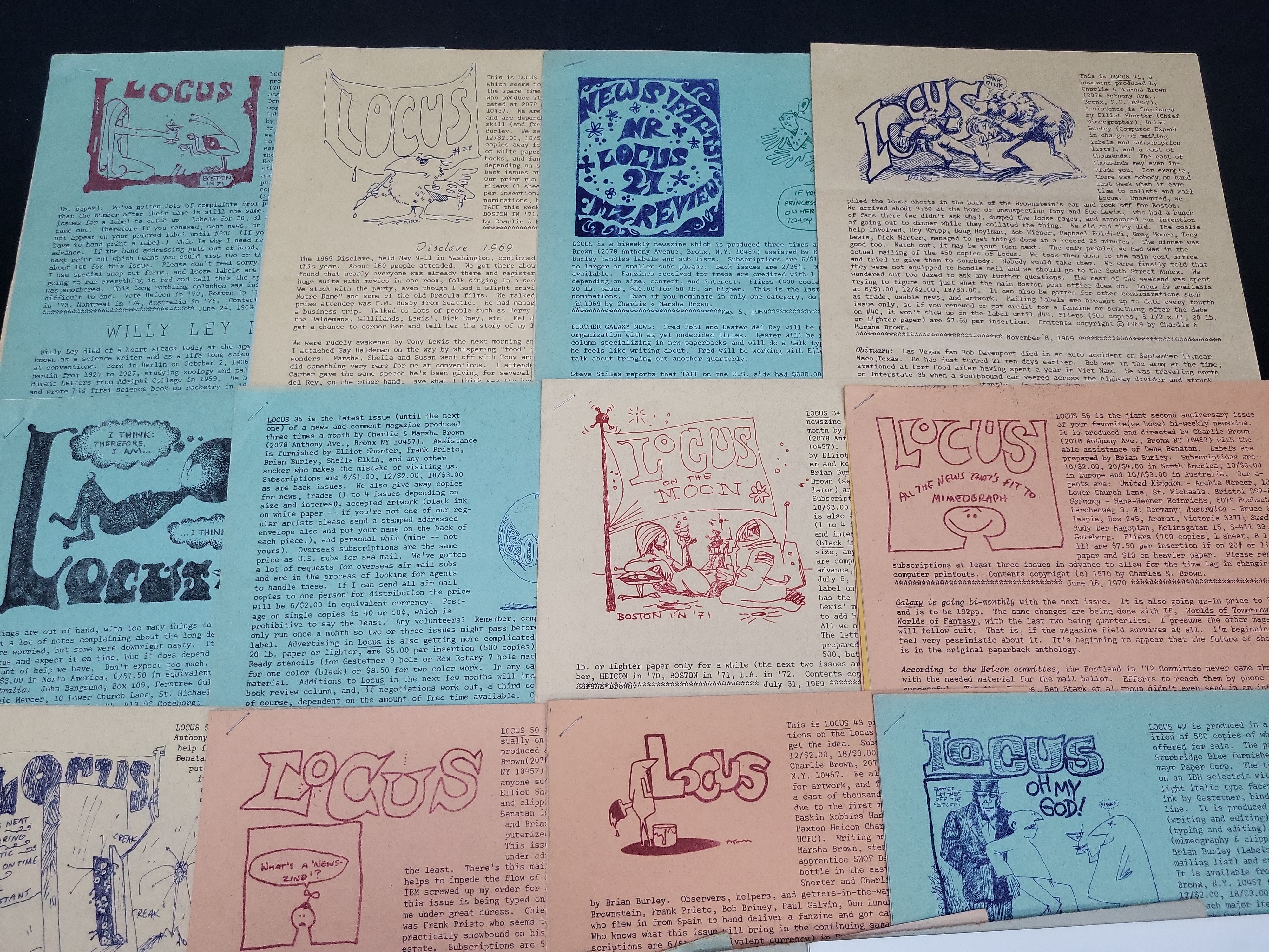 I03967 | Vintage Locus Science Fiction Fanzine Lot