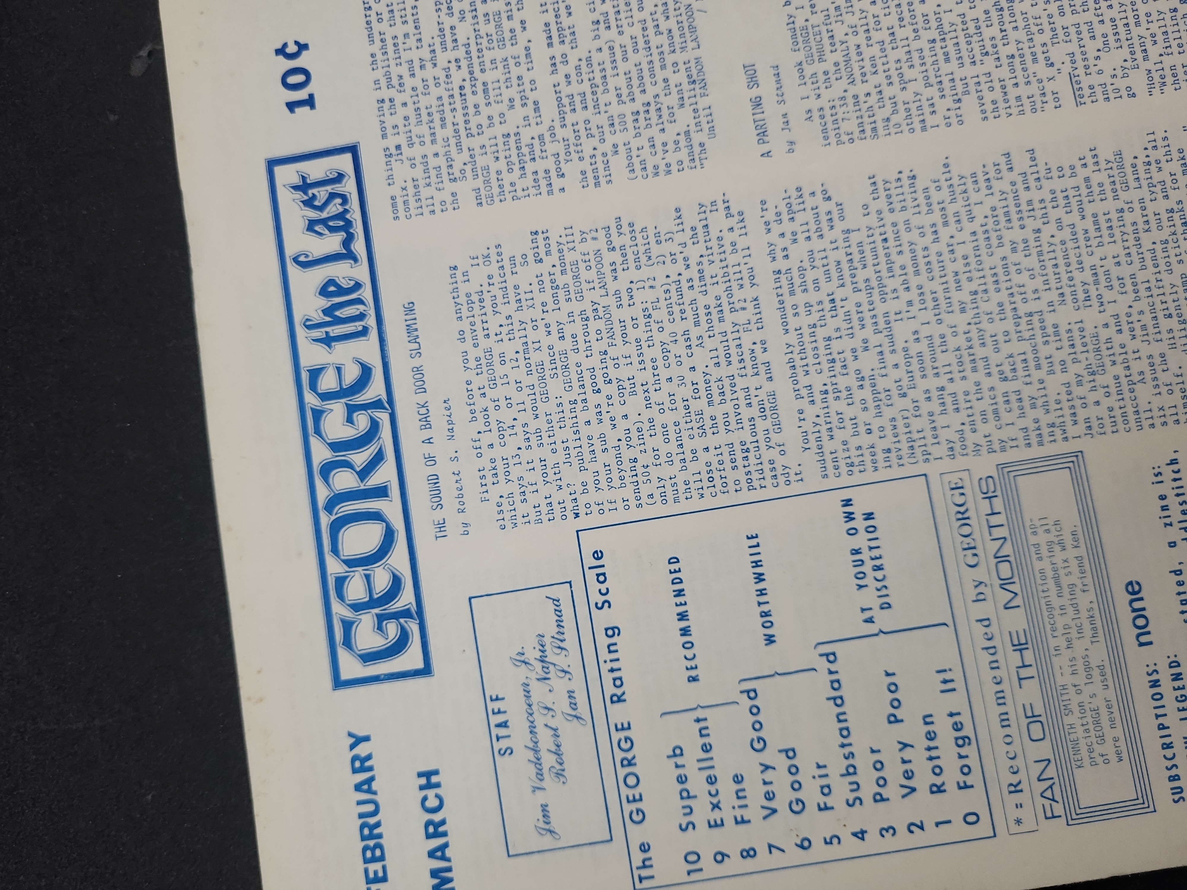I03964 | Napier et al. GEORGE the Last. Second Suicide Publications, 1972.