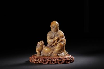 Chinese Soapstone Carved Luohan,Mark. 10.5cm H 9.7cm L 6cm W