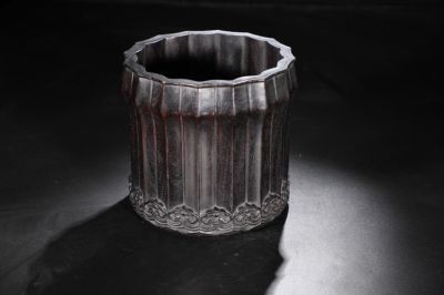 Chinese Zitan Wood Carved Brushpot. 22.4cm H
