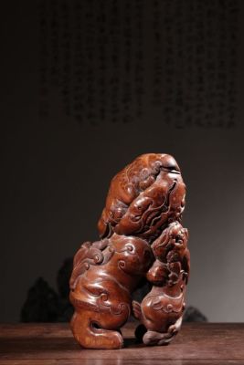 Chinese Bamboo Carved Lion,Mark. 15.9cm L 13.5cm W 26cm H