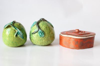 Group Chinese Porcelain Collections. 2" H Peach 2" L Box