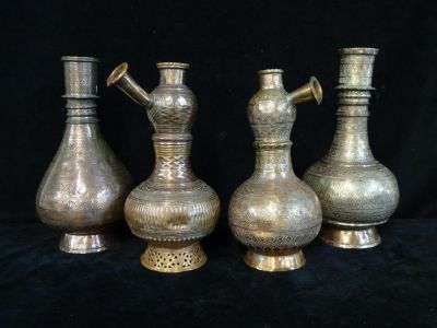 GROUP 4 INDIAN COPPER VESSELS 14" TALLEST Please note the absence of a condition report does