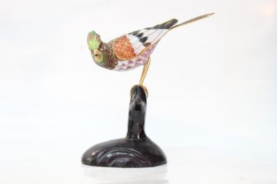 Chinese Cloisonne Enamel Bird. 14cm H 12cm W Please note the absence of a condition report does