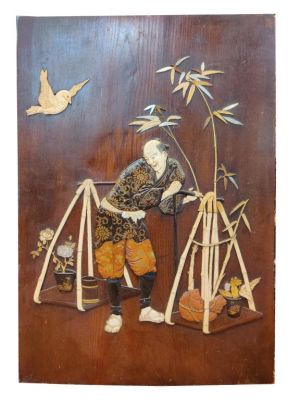 Japanese Wood Panel. 17" by 26" Please note the absence of a condition report does not imply