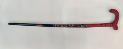 Chinese Crutch w Cinnerbar Handle. 36" L. Provenance: From a New York City Estate, 5th Ave., NY