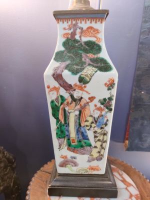 Chiense Famille Rose Porcelain Vase Made into Lamp. 11 1/2" H Porcelain Part Please note the