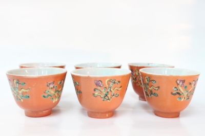 Six Chinese Famille Rose Porcelain Cups,Mark. Six Chinese Famille Rose Porcelain Cups, Mark 5cm
